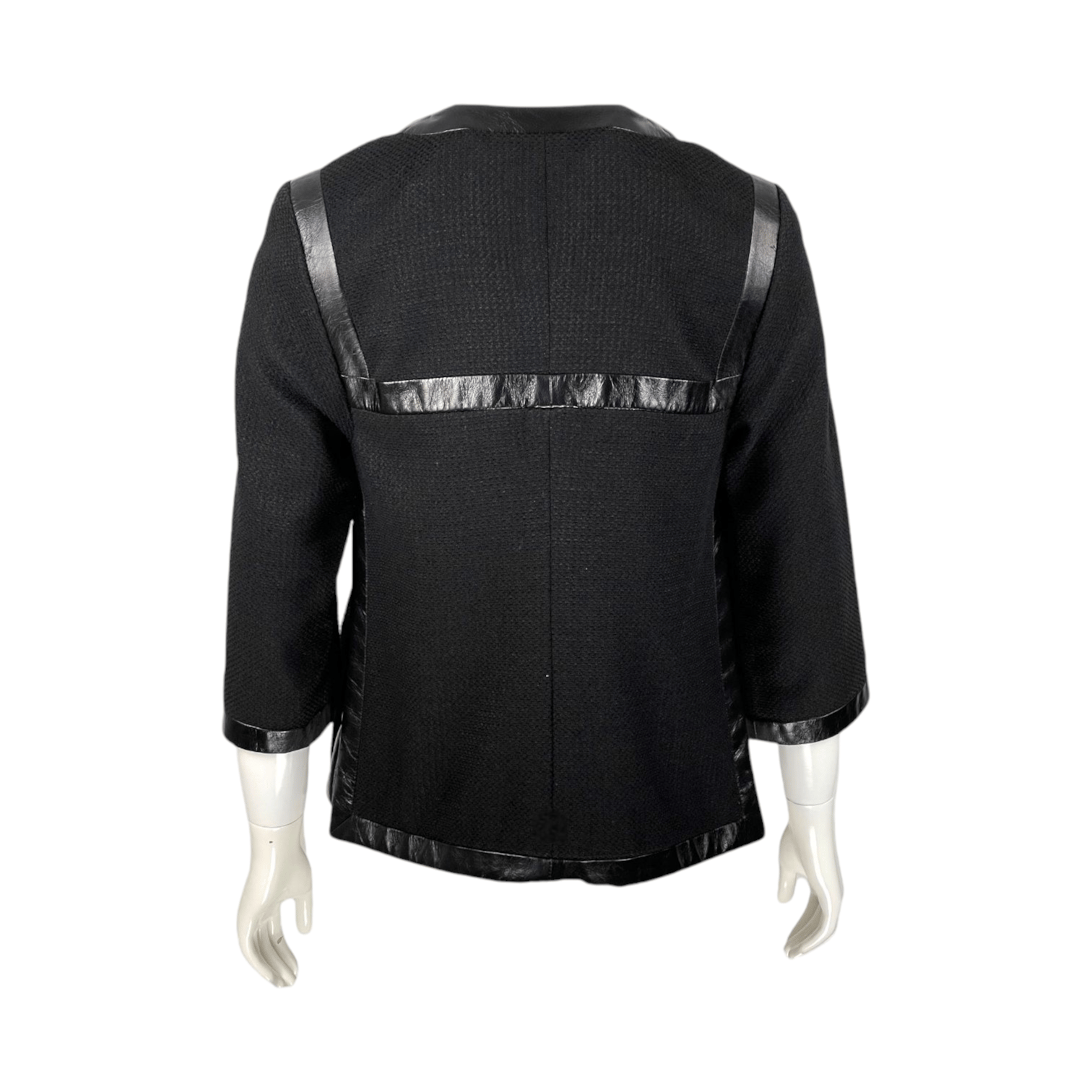 Chanel Black Glitter Leather Detailed Short Jacket 36