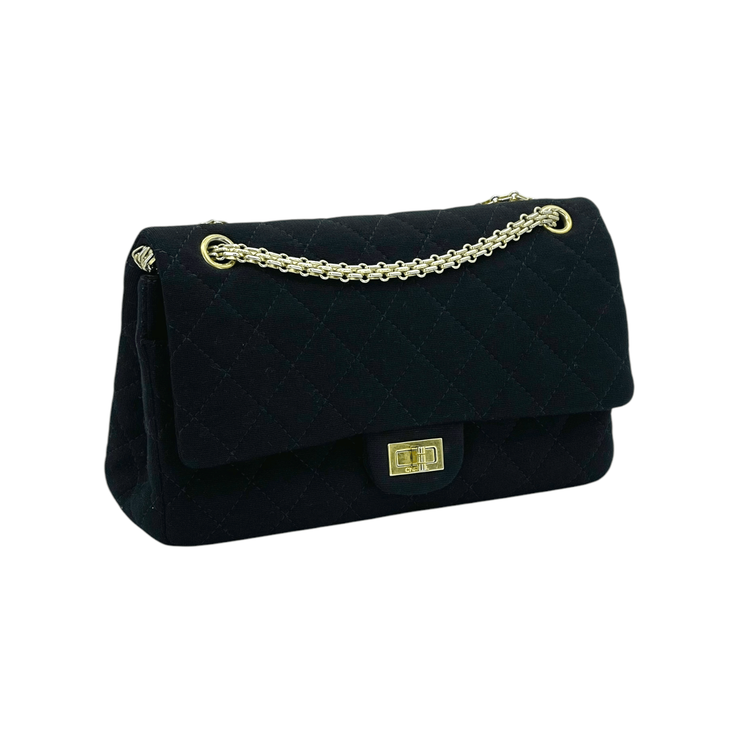 Chanel Black Jersey 2.55 Reissue 226 Double Flap Bag