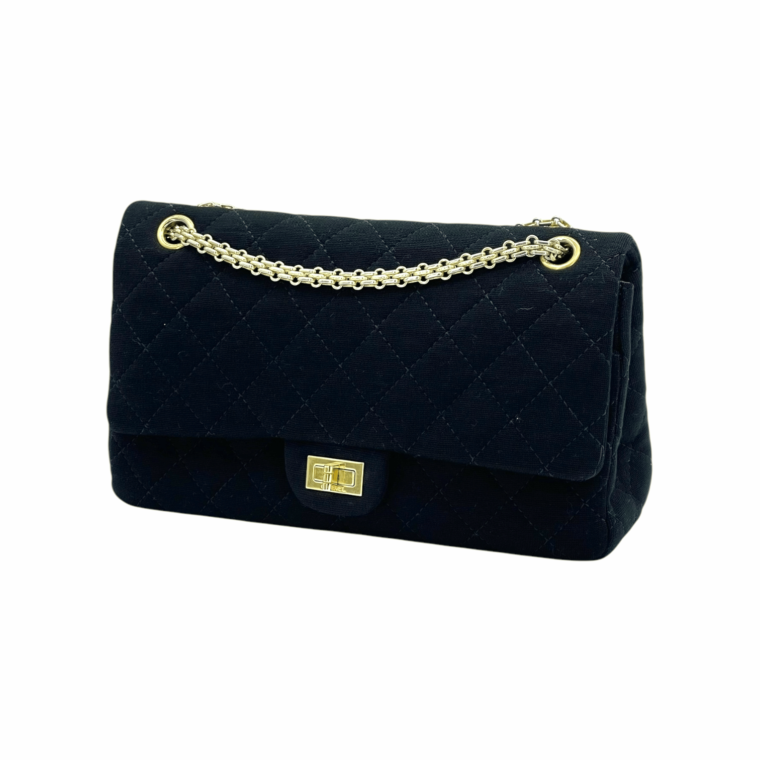 Chanel Black Jersey 2.55 Reissue 226 Double Flap Bag