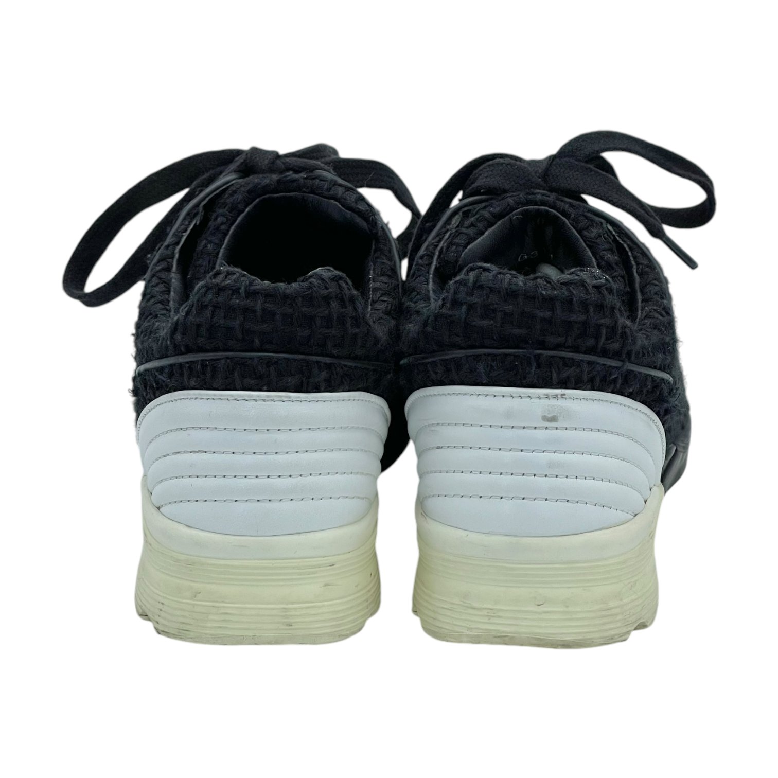 Chanel Black White Tweed Sneakers 37.5