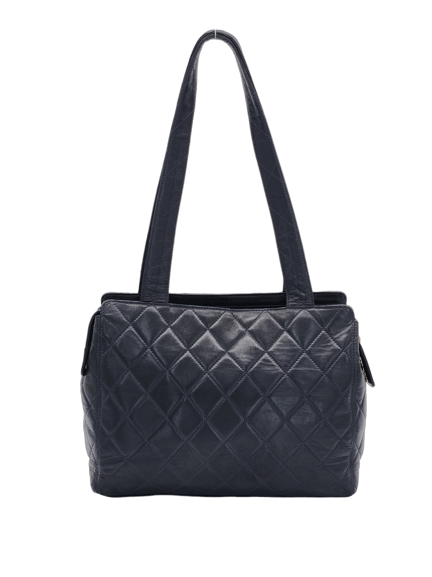 Chanel CC Black Quilted Lambskin Leather Tote Bag