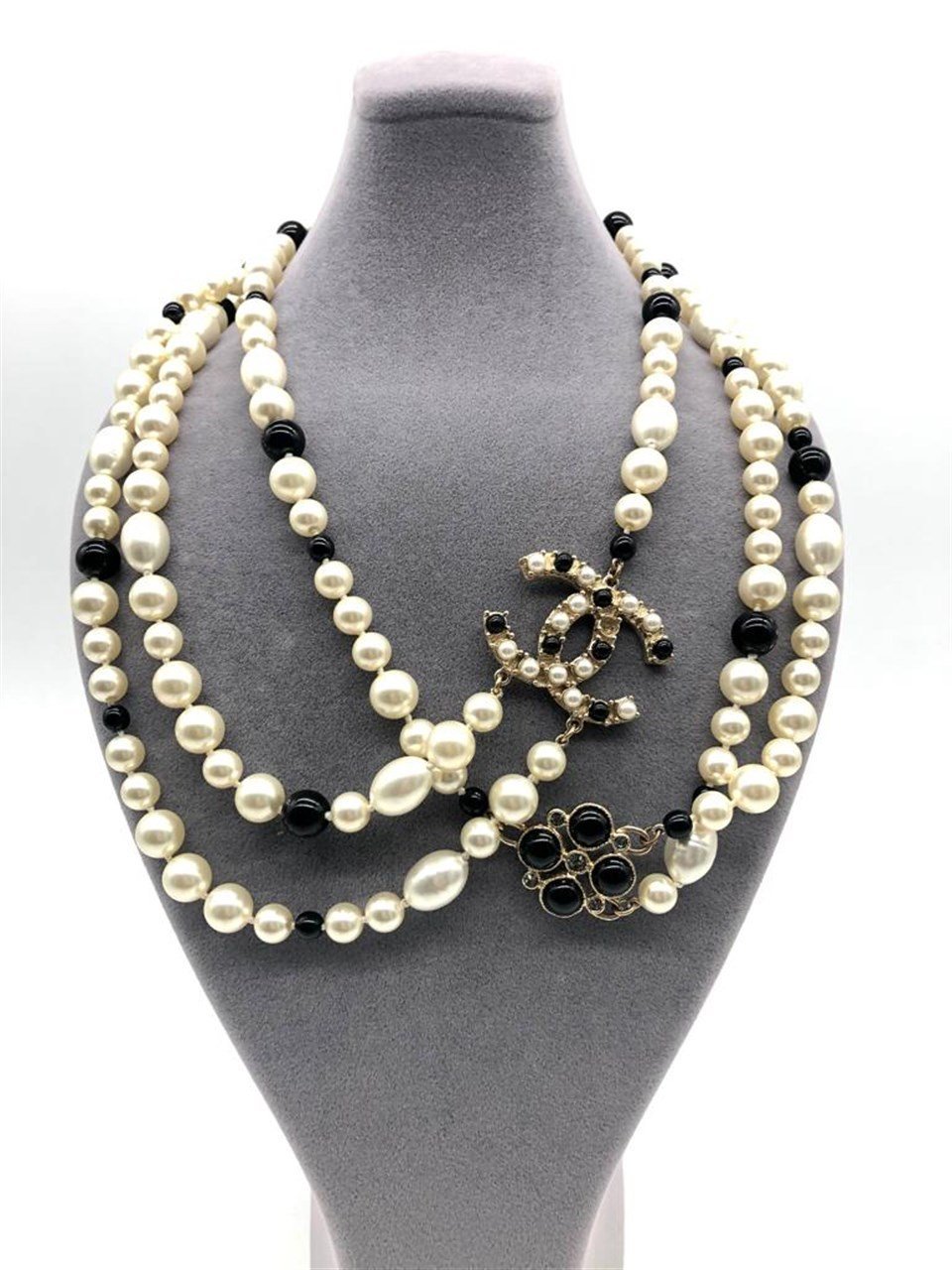 Chanel black pearl necklace sale