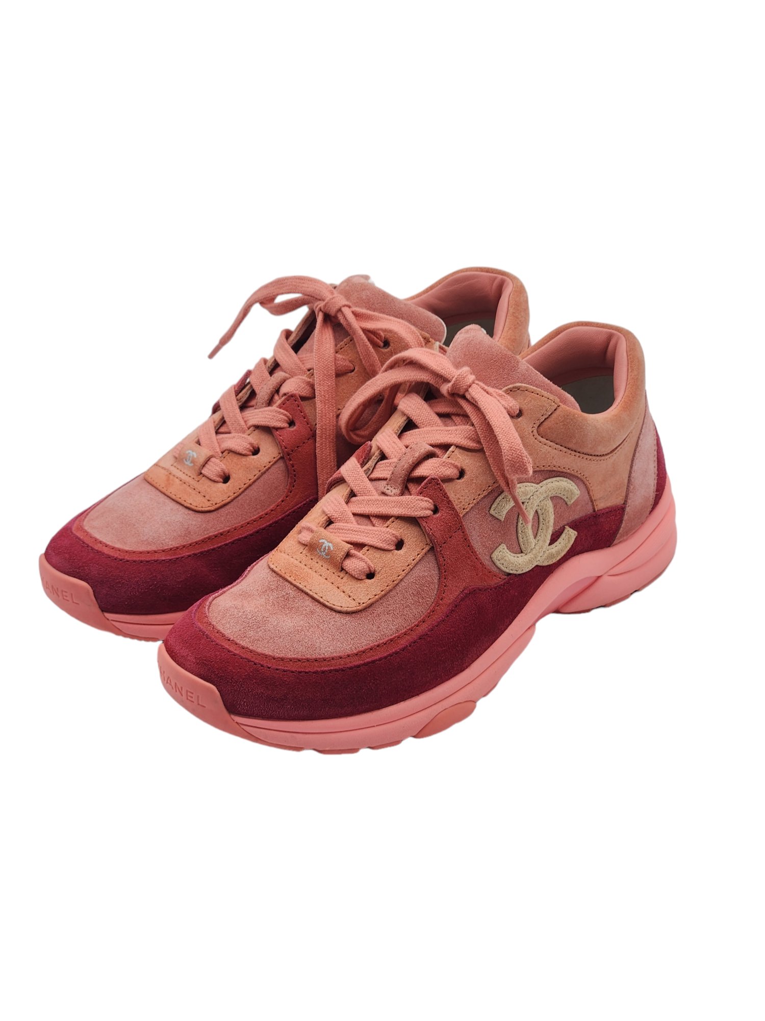 Chanel Coral Pink Suede CC Logo Trainer 37.5 Fiyat