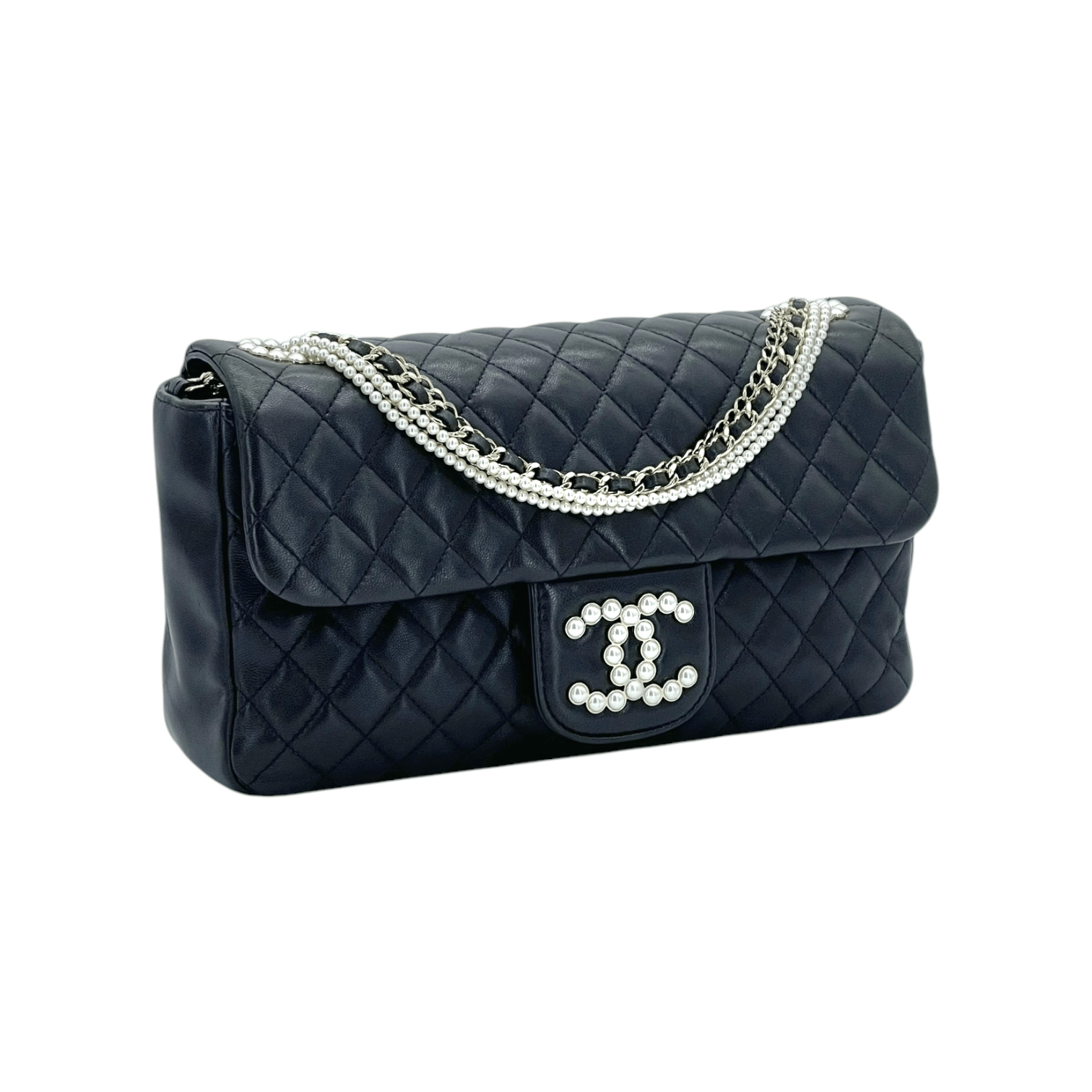 Chanel Limited Edition Westminster Pearl Chain Quilted Lambskin Flap Bag