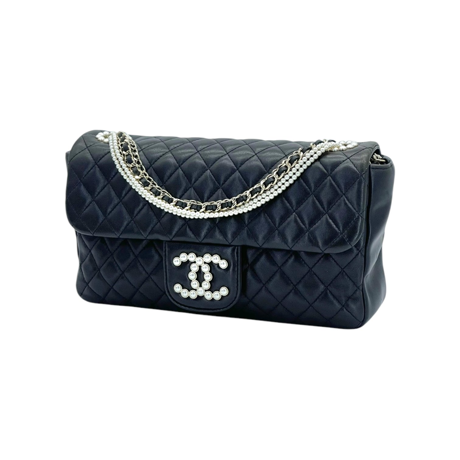 Chanel Limited Edition Westminster Pearl Chain Quilted Lambskin Flap Bag