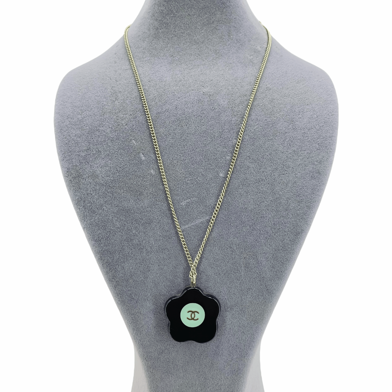 Chanel Multicolor Crystal Camellia CC Logo Necklace