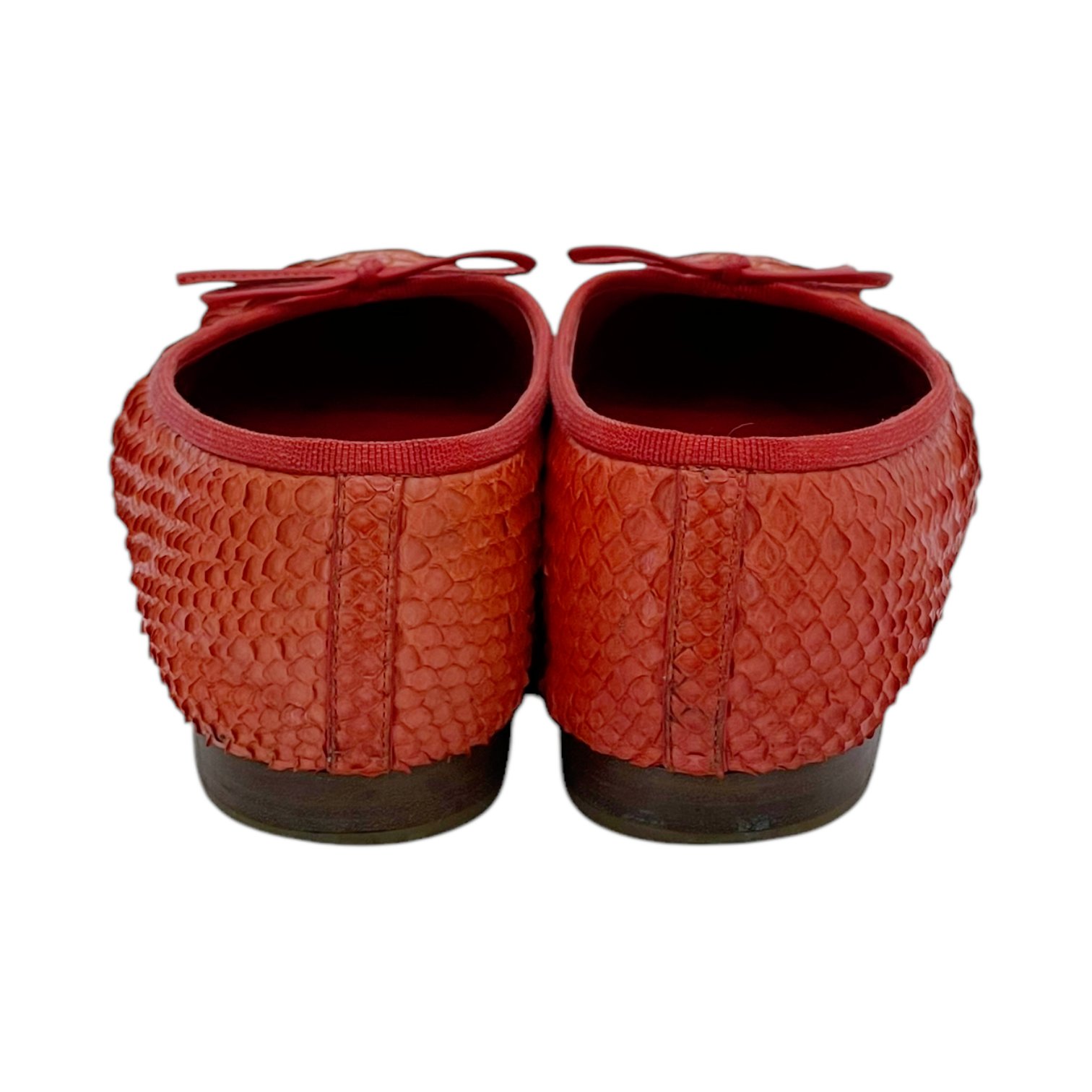 Chanel Red Python CC Ballet Flats 38.5