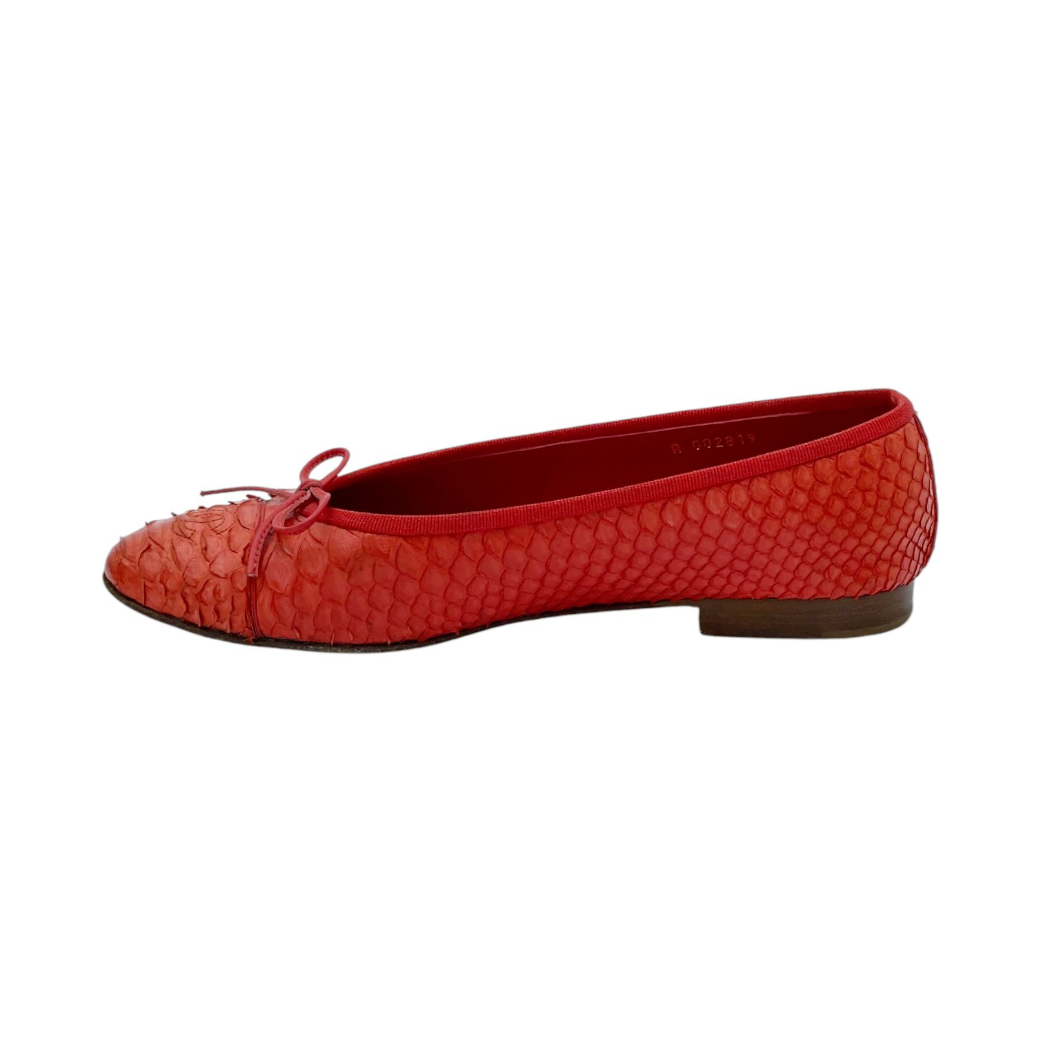 Chanel Red Python CC Ballet Flats 38.5