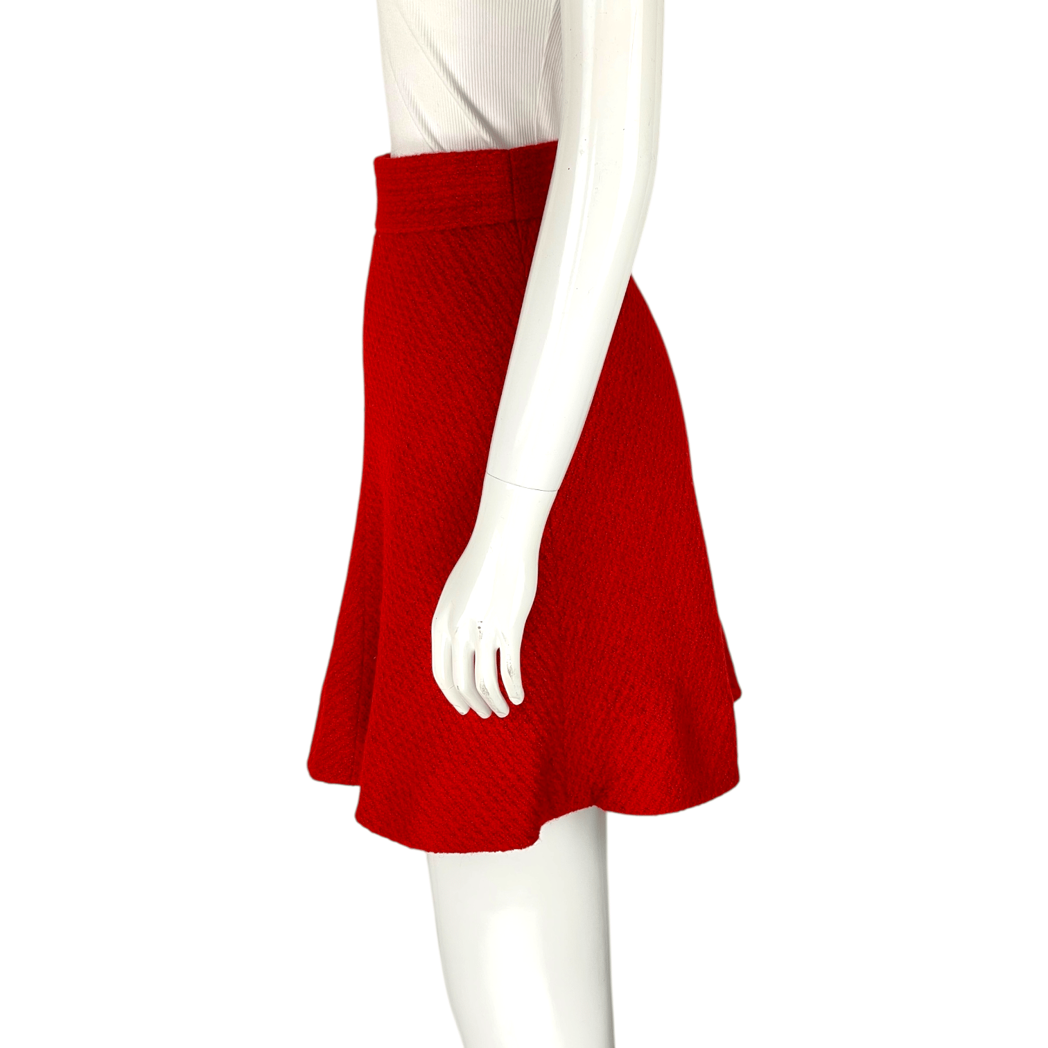 Chanel Red Wool Skirt 36