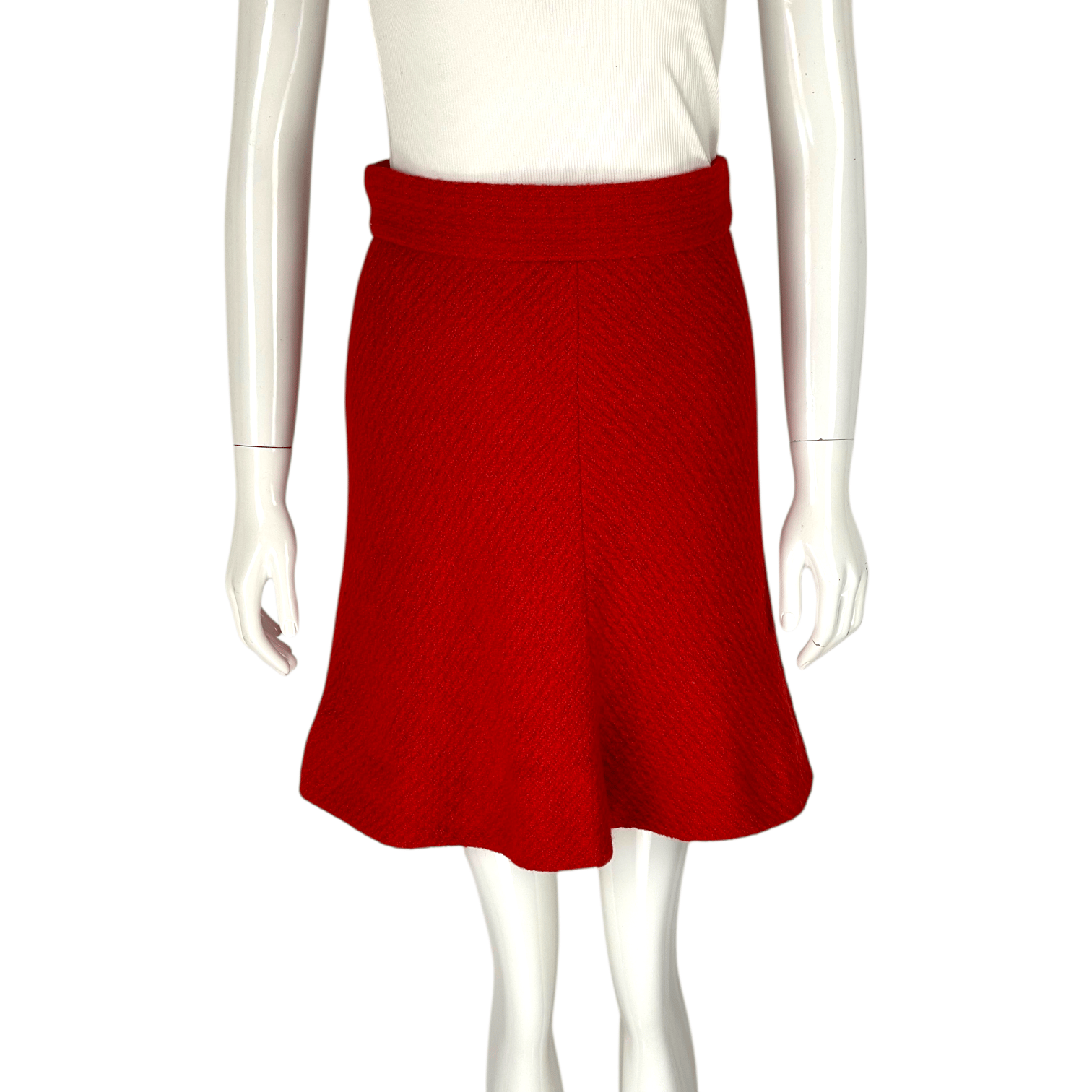 Chanel Red Wool Skirt 36