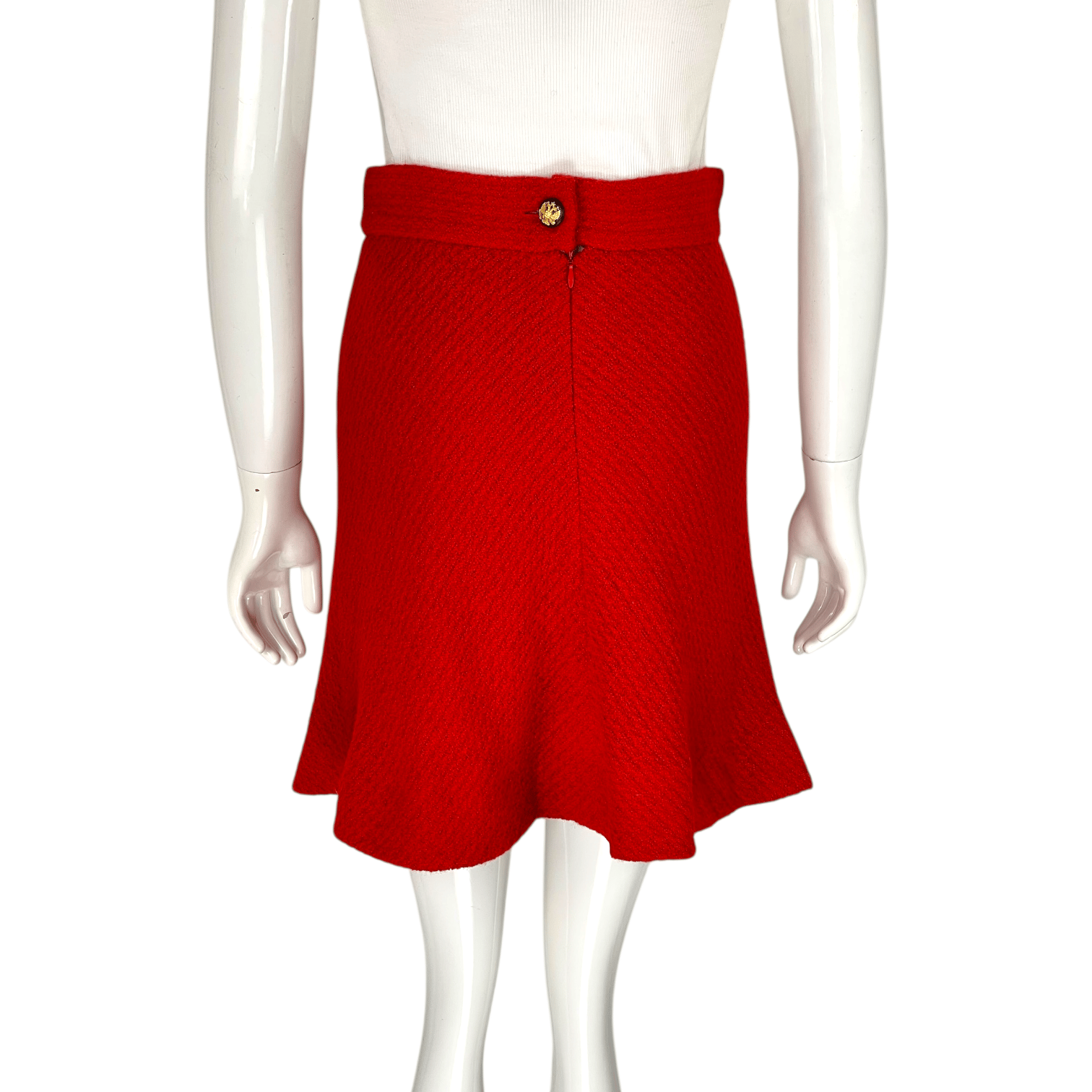 Chanel Red Wool Skirt 36