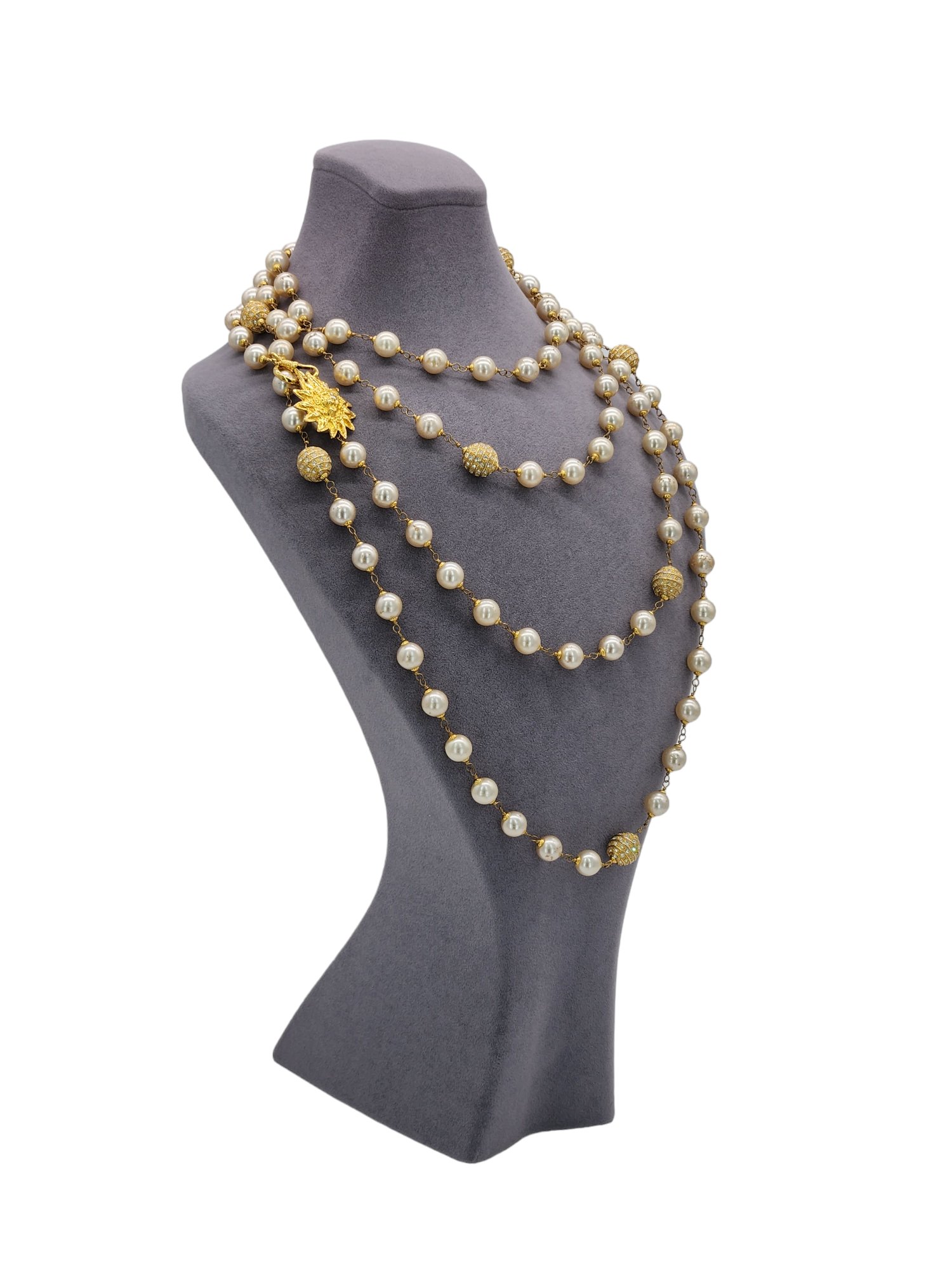 Long faux pearl outlet necklace