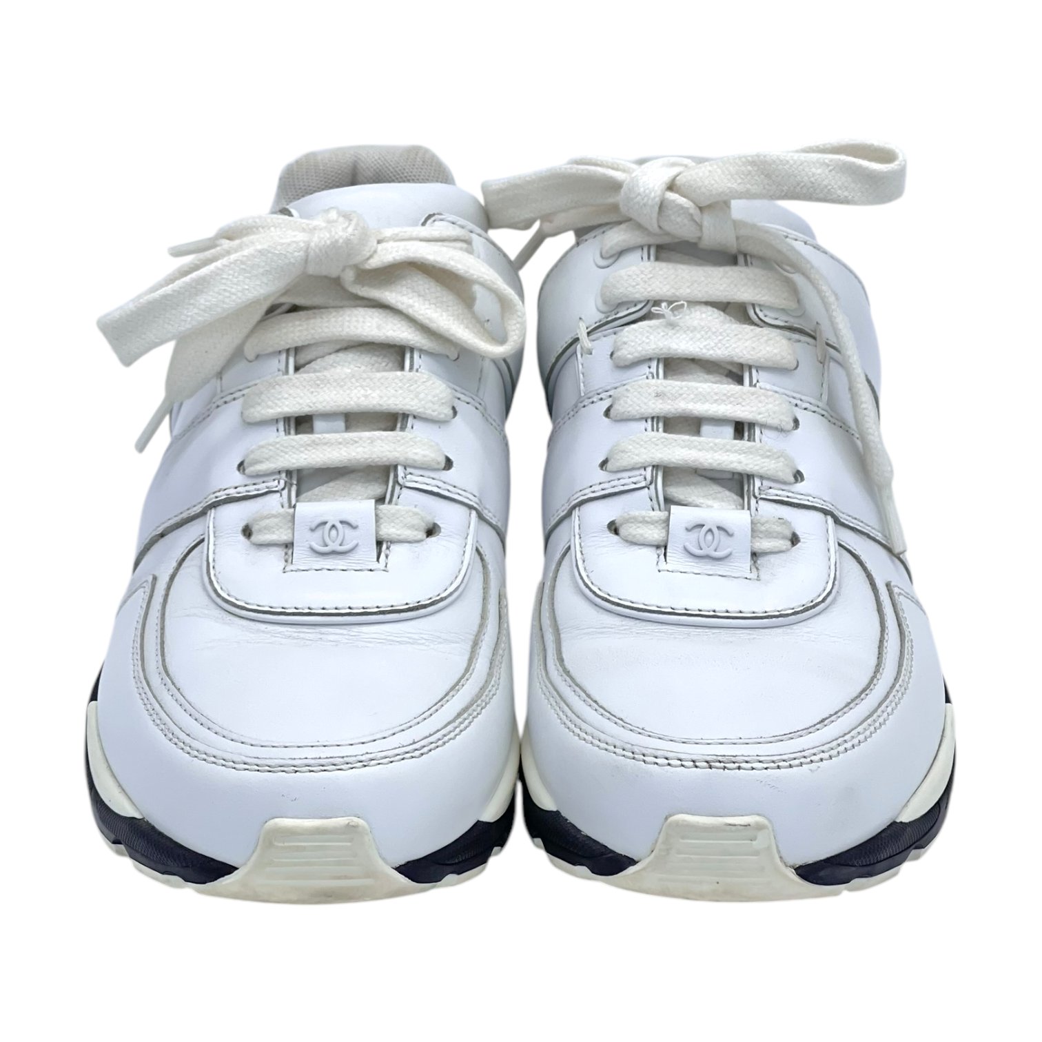 Chanel White Leather Sneaker 37