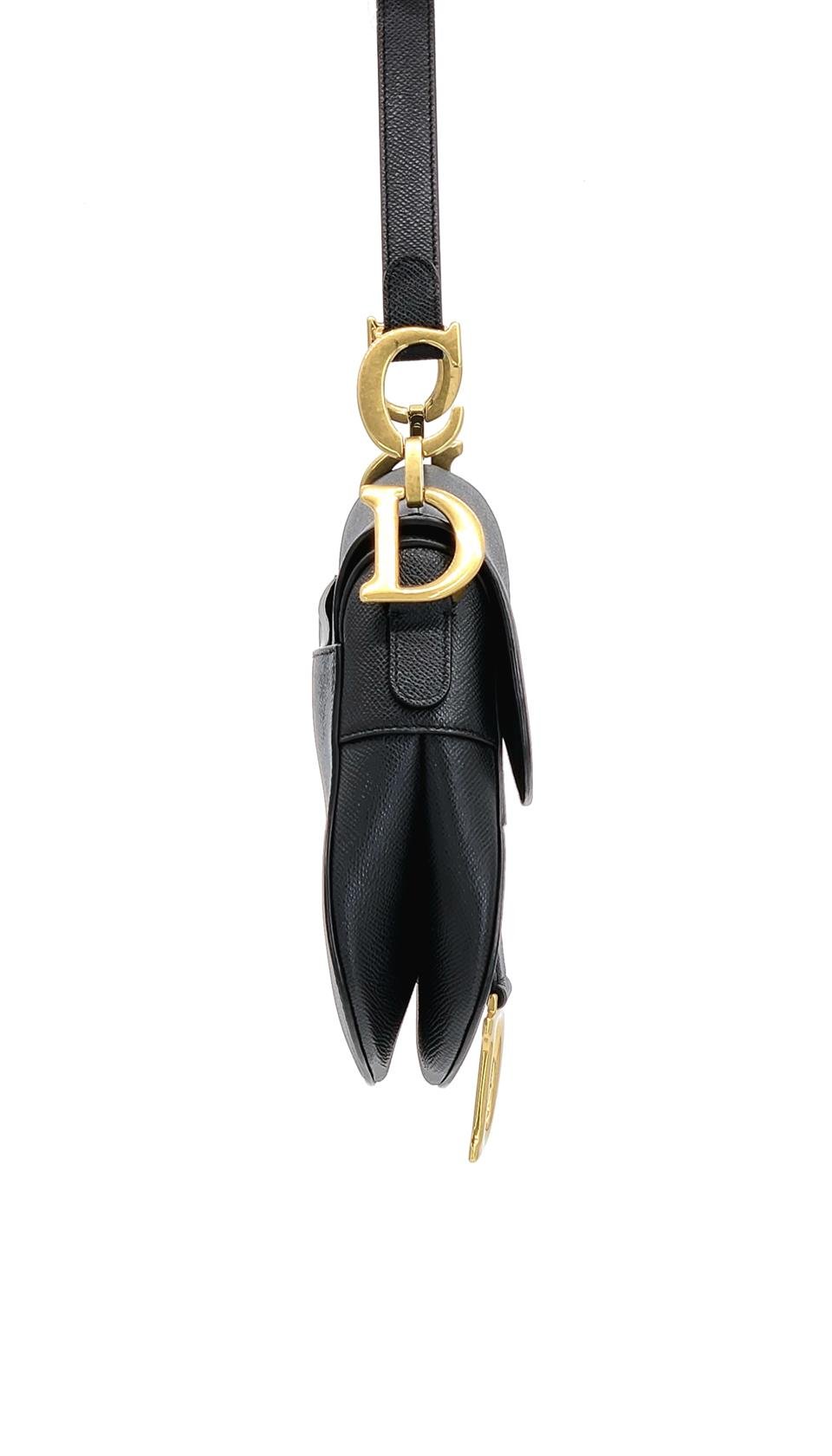 Christian Dior Black Grained Calfskin Medium Saddle Bag Fiyat