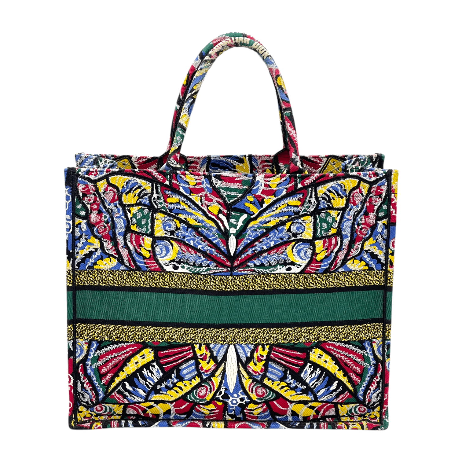Christian Dior Canvas Multicolor Butterfly Large Book Tote Bag