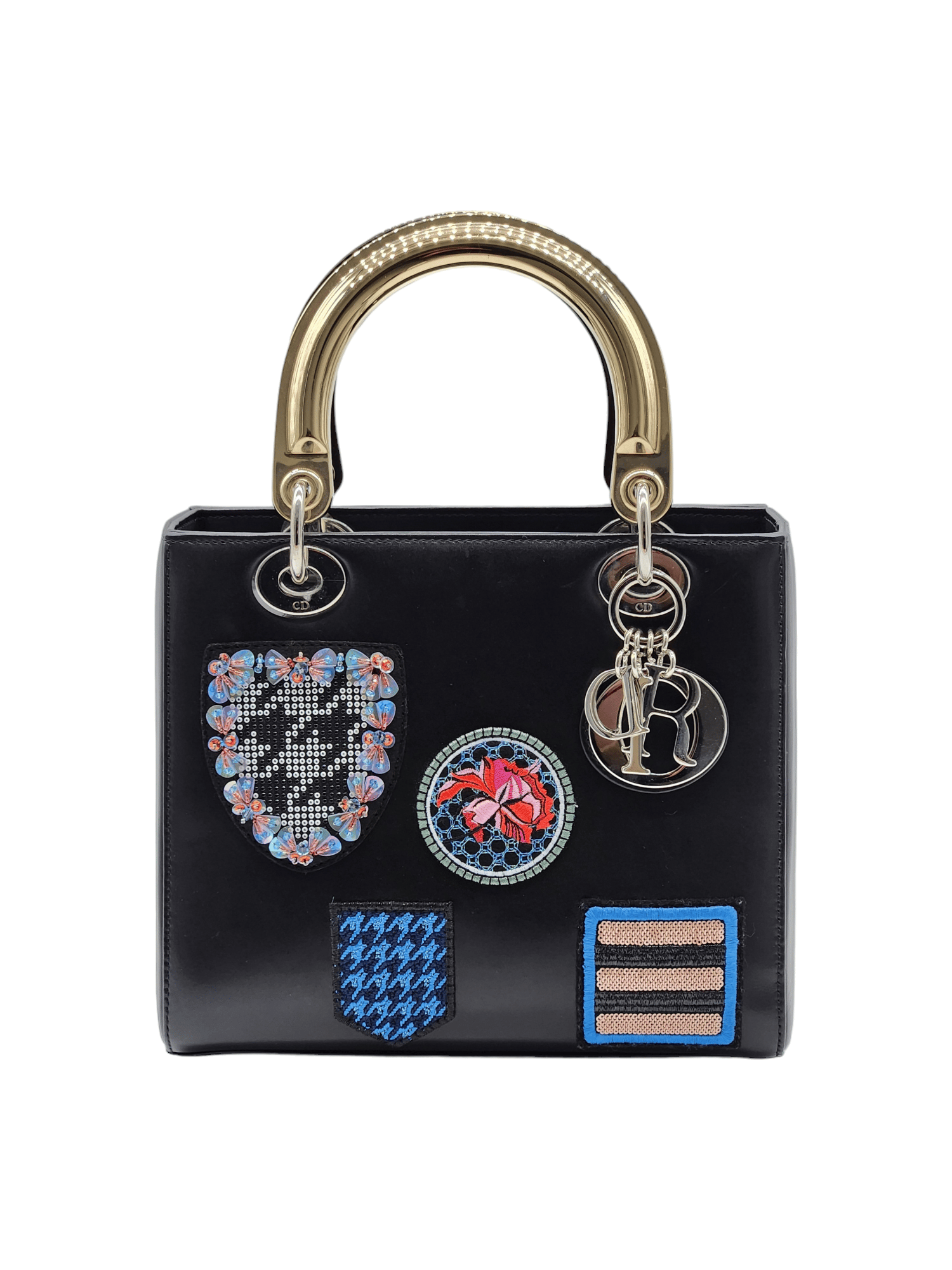 Christian Dior Lady Dior Handbag Patch Embellished Leather Bag Fiyat