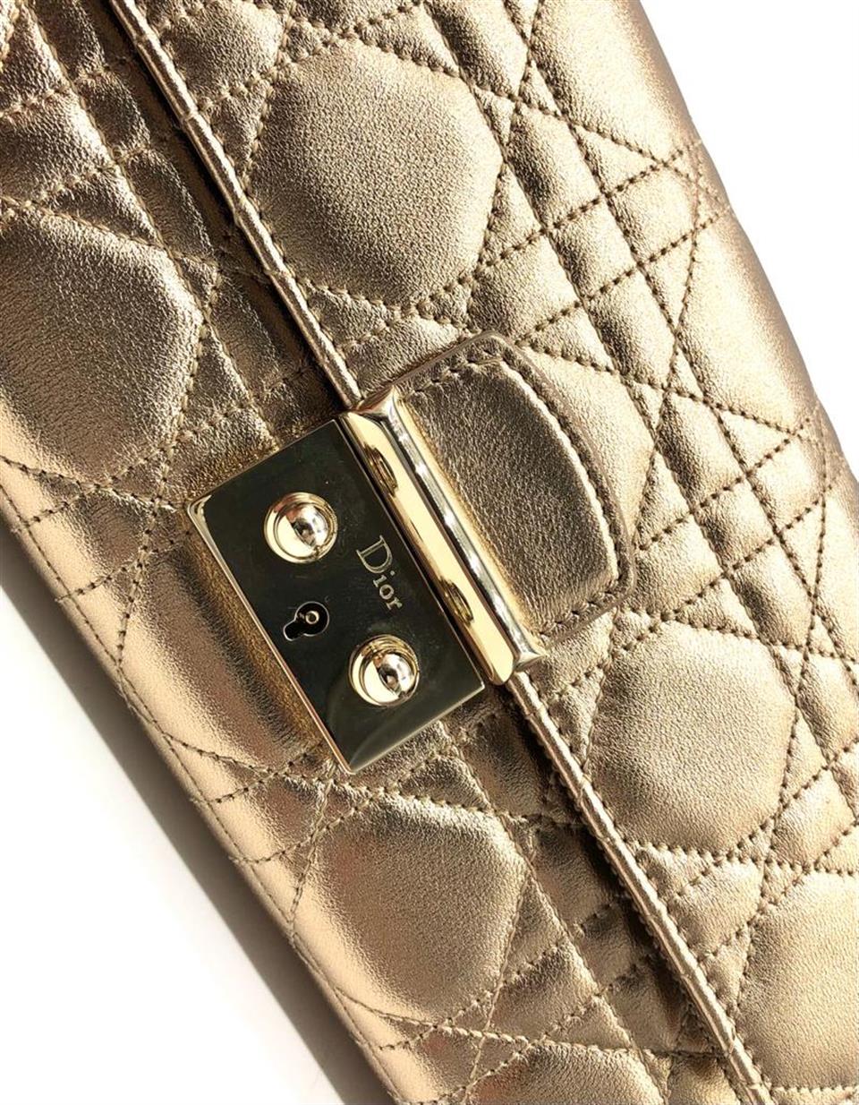 Christian Dior Metallic Gold Quilted Lambskin Cannage Miss Dior Chain Wallet Fiyat