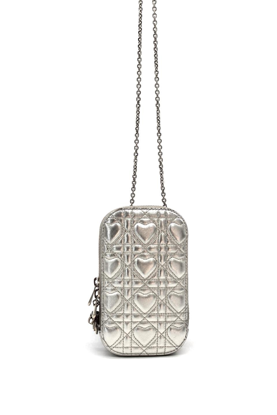Christian Dior Metallic Silver Lady Dior Phone Holder Fiyat