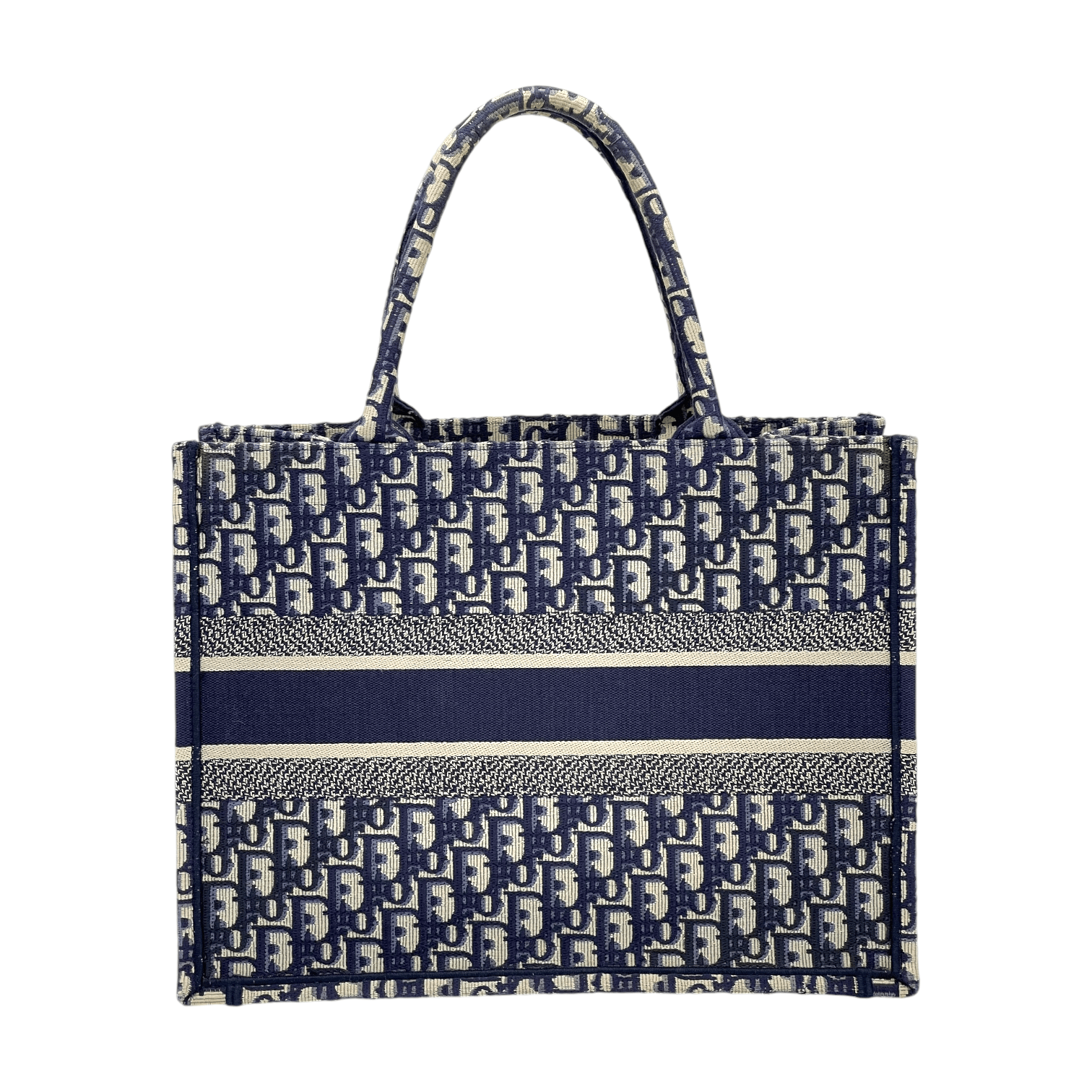 Christian Dior Oblique Blue Canvas Medium Book Tote Bag