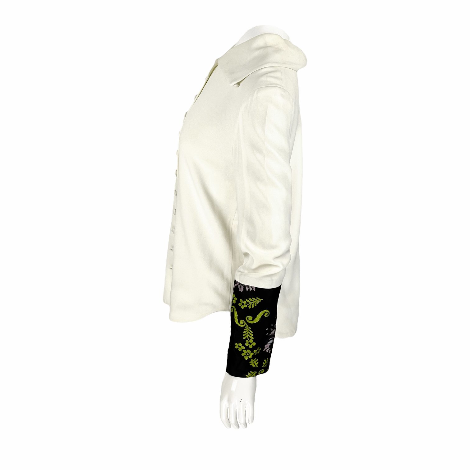Christian Dior White Sleeve Tip Patterned Shirt 38
