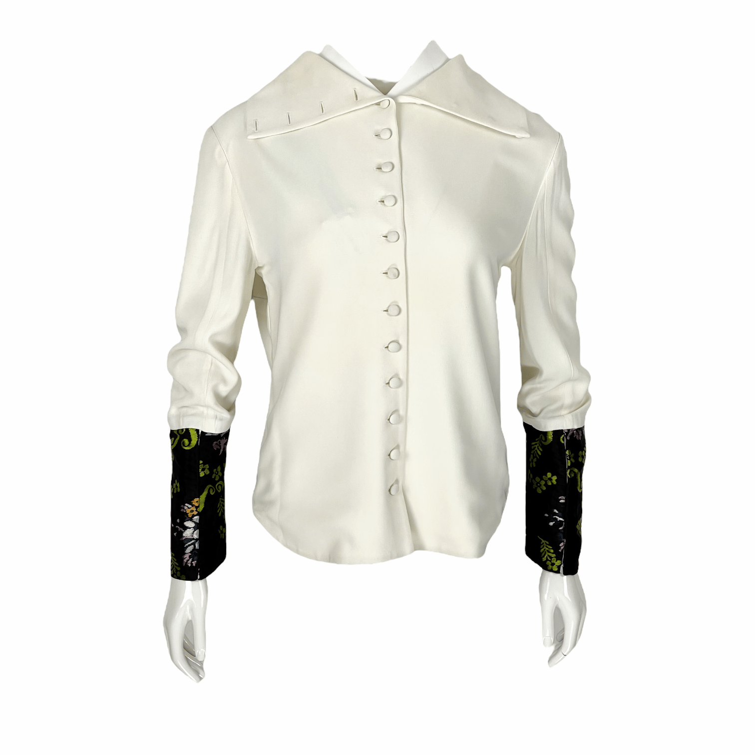 Christian Dior White Sleeve Tip Patterned Shirt 38
