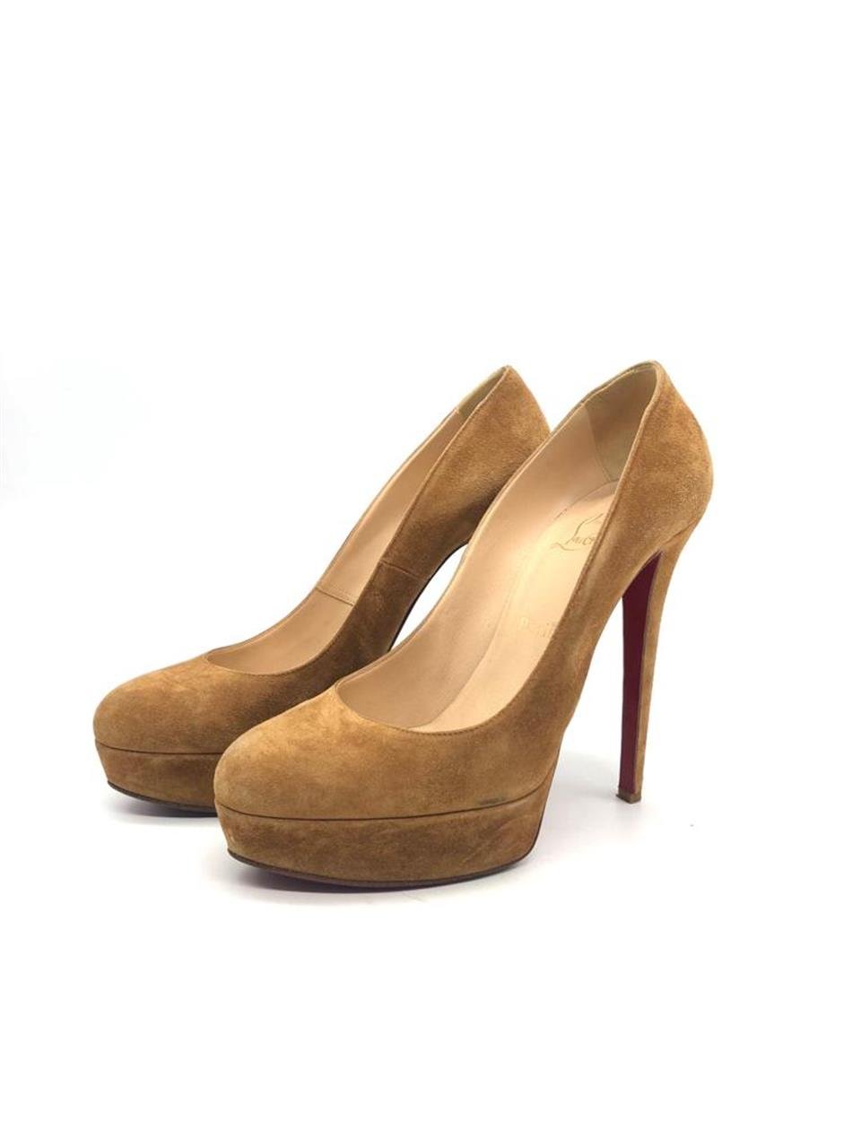 Christian Louboutin Light Brown Platform Suede Heels 40 Fiyat