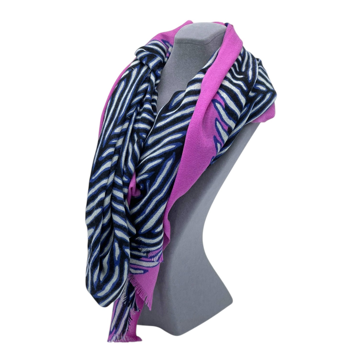 Diane Von Furstenberg Blue White Pink Striped Scarf