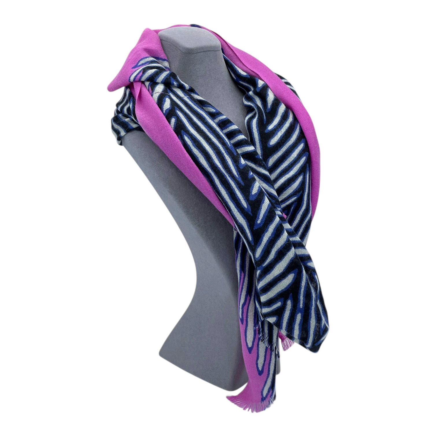 Diane Von Furstenberg Blue White Pink Striped Scarf