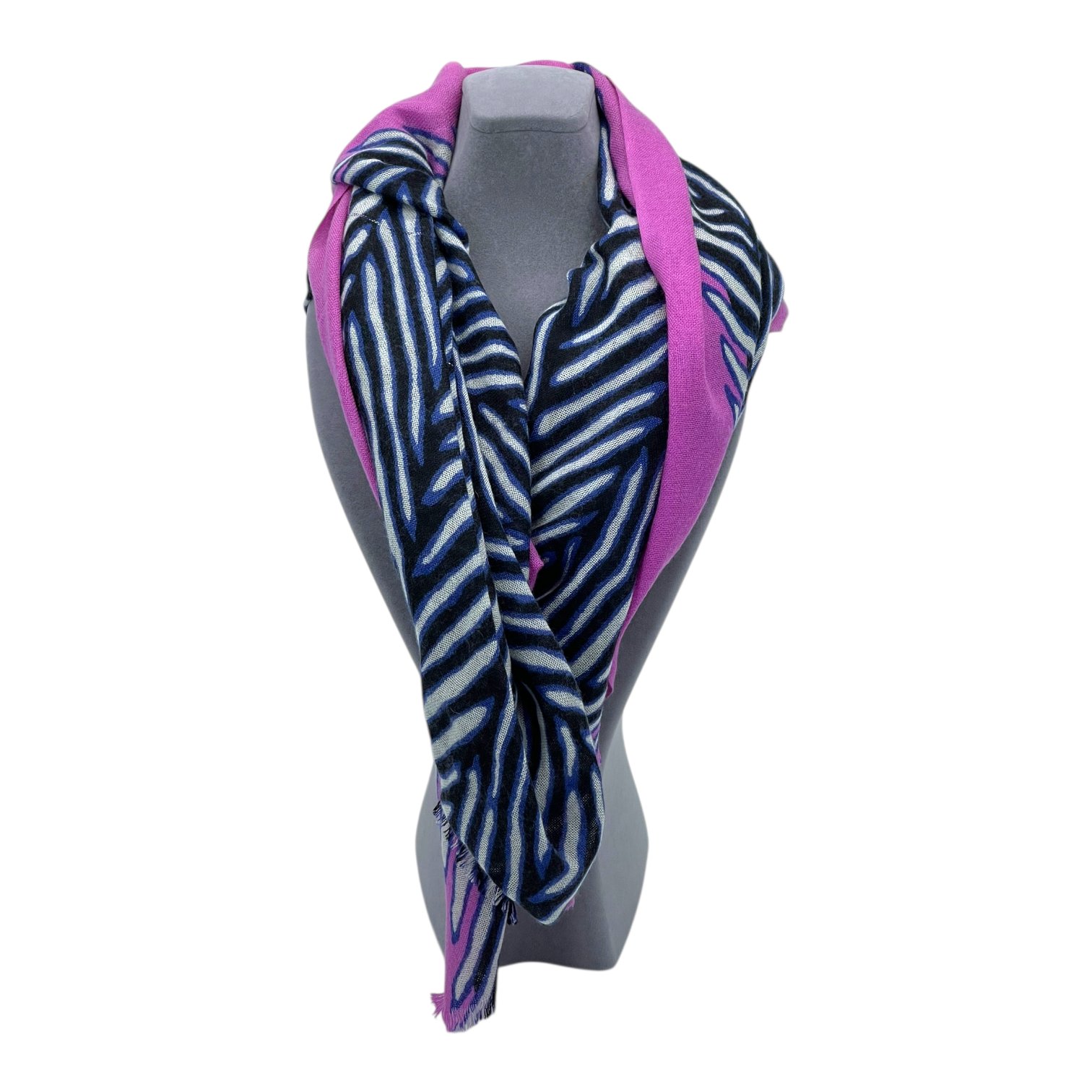 Diane Von Furstenberg Blue White Pink Striped Scarf