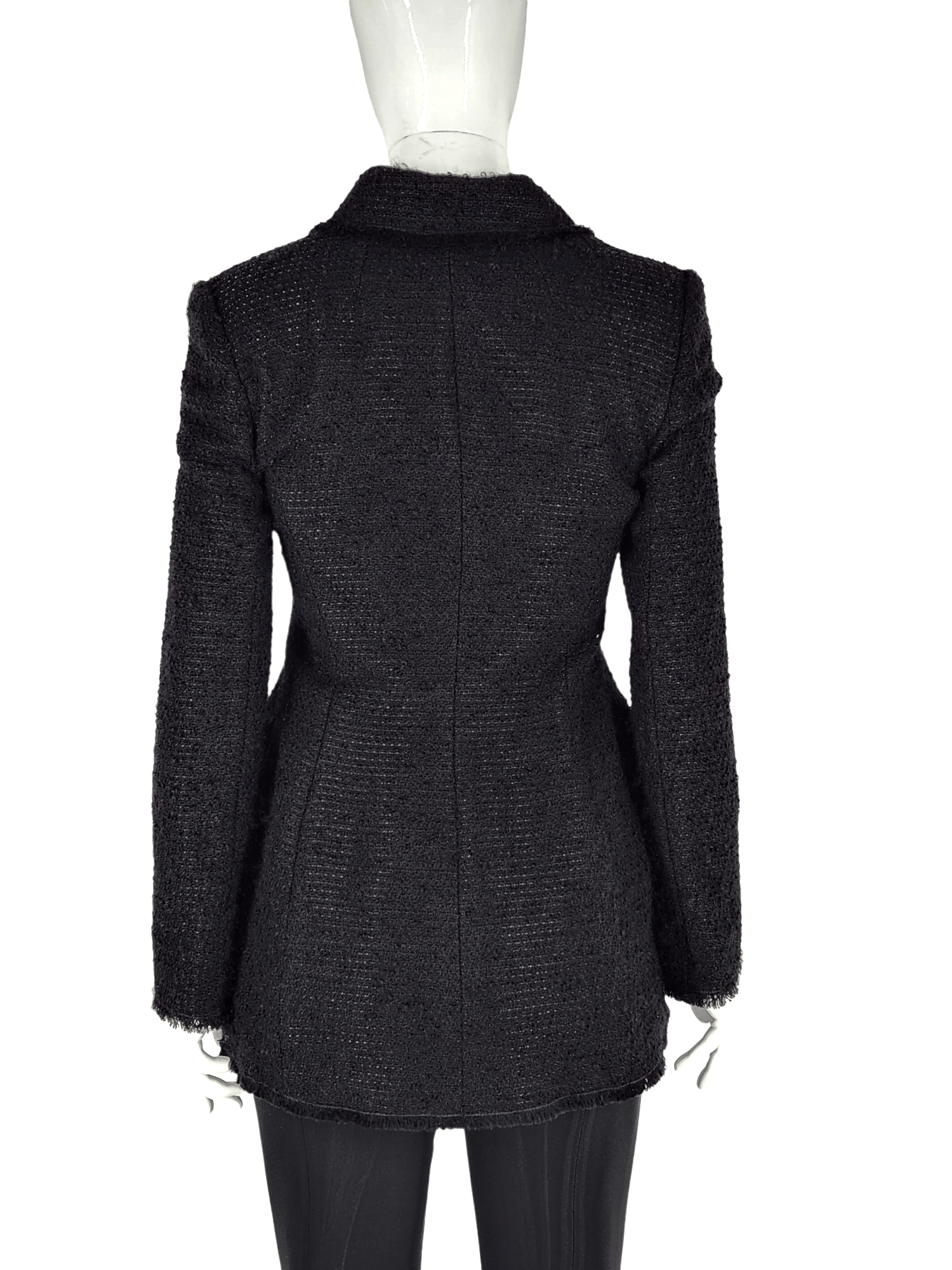 Dolce Gabbana Black Tweed Blazer Jacket IT40