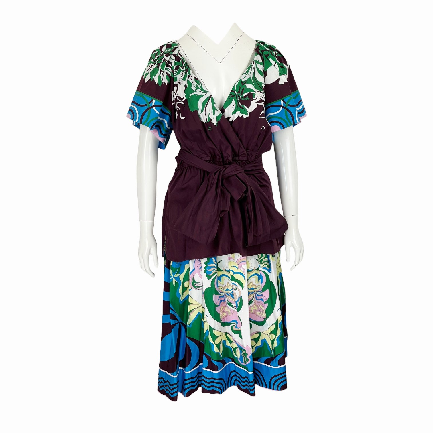 Emilio Pucci Multicolor Blouse IT42 Skirt IT42