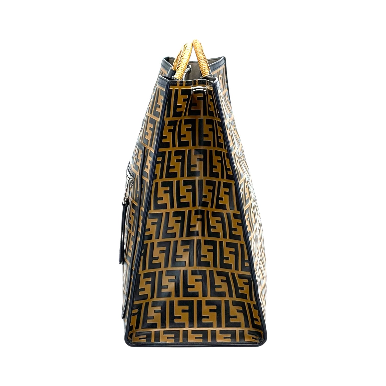 Fendi Calfskin FF Embossed Large Runaway Shopper Tote Bag