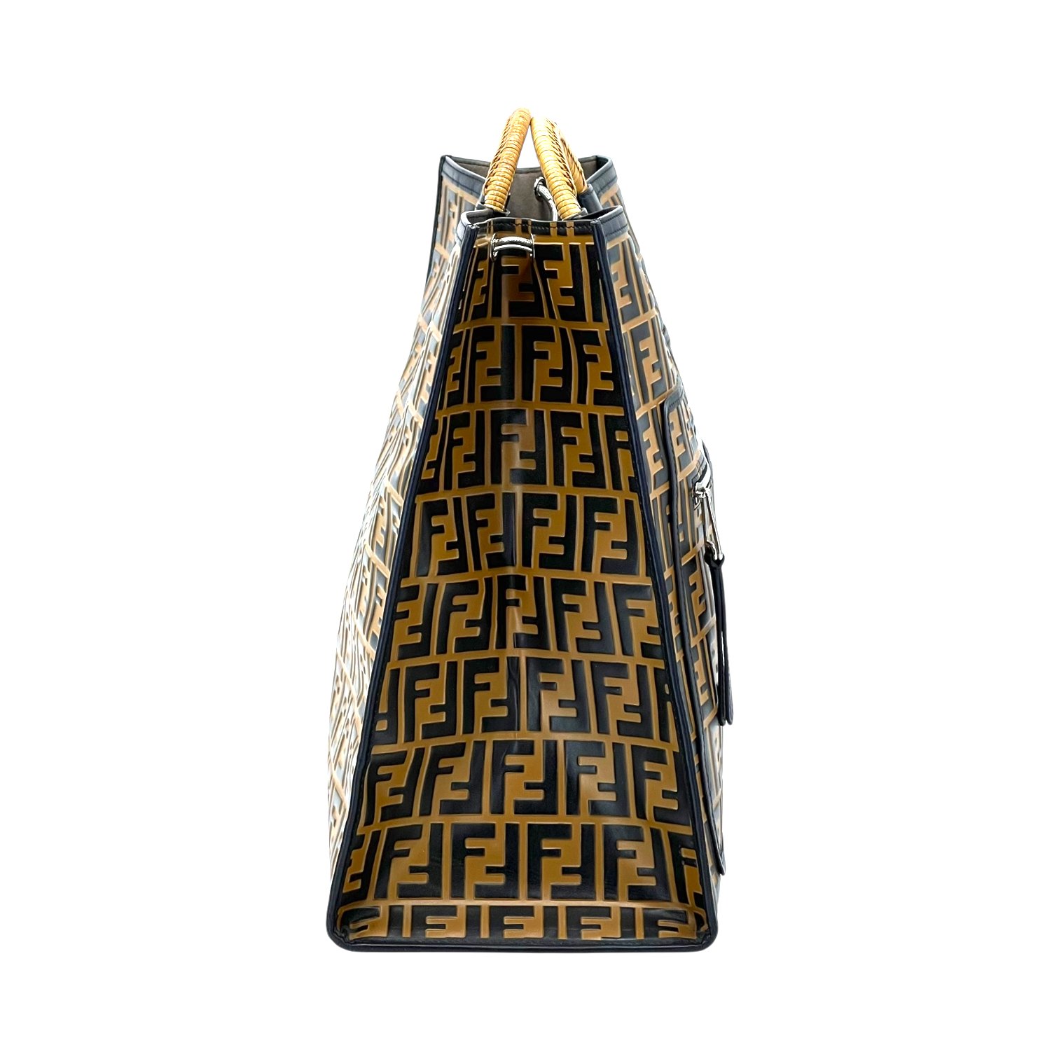 Fendi Calfskin FF Embossed Large Runaway Shopper Tote Bag