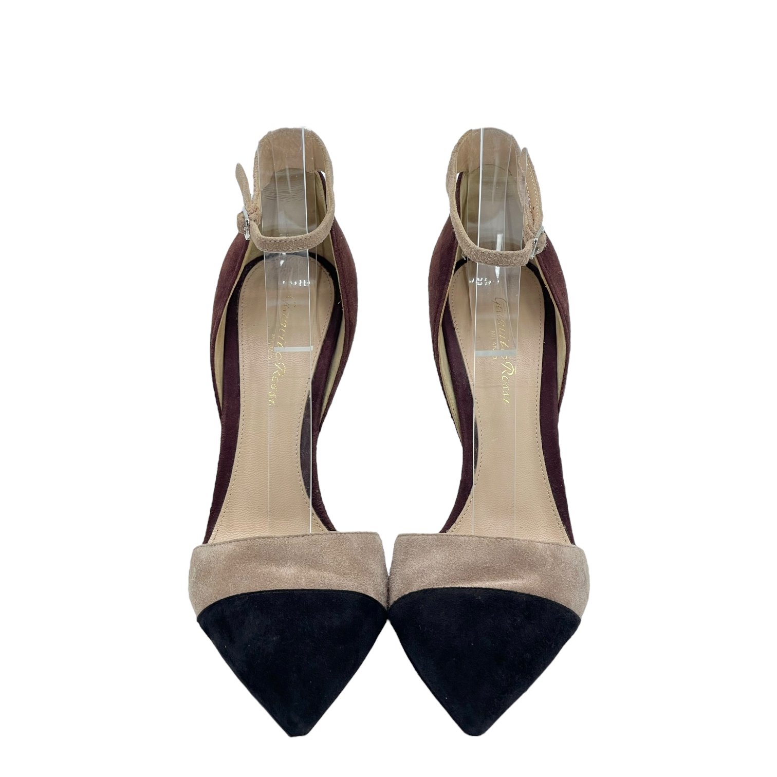 Gianvito Rossi Tricolor Suede Aankle Strap Pumps 39