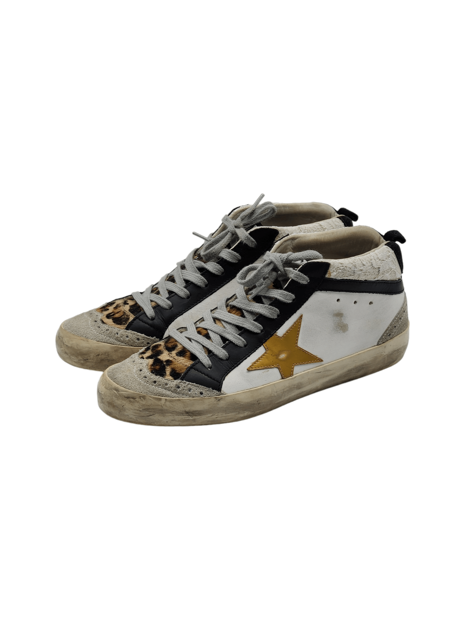 Golden Goose White Leather Suede Leopard Midstar Sneakers 38 Fiyat