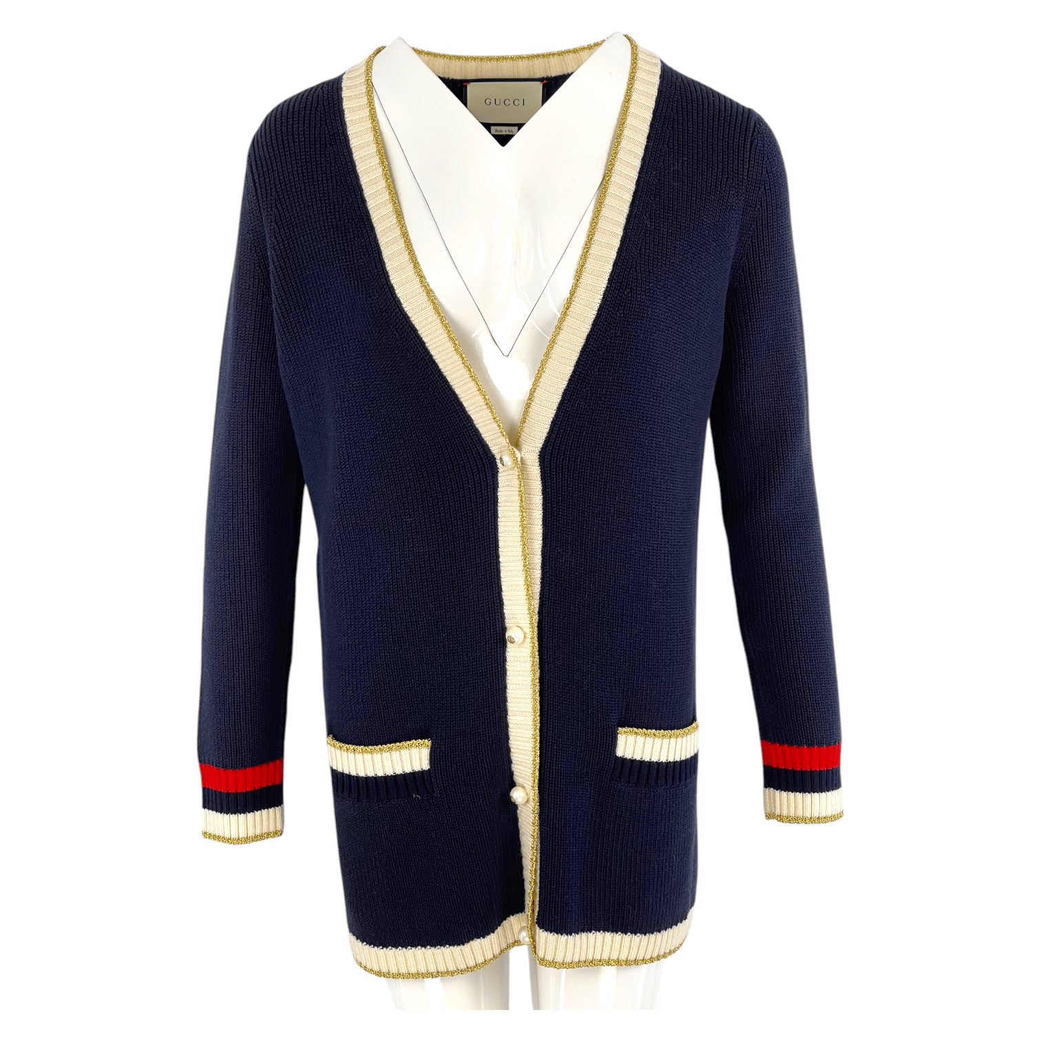Gucci Navy Blue Loved Knit Cardigan S