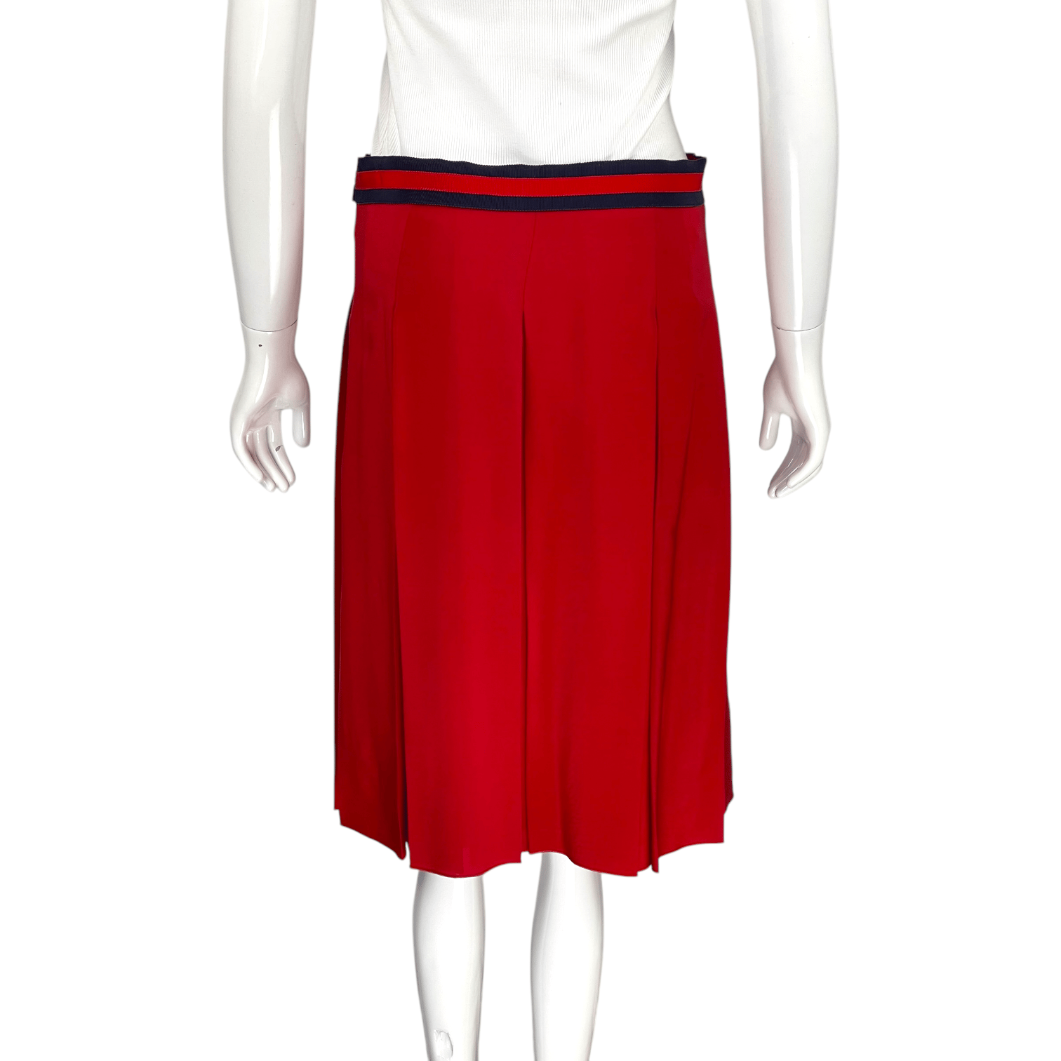 Gucci Red Pleated Silk Skirt IT40