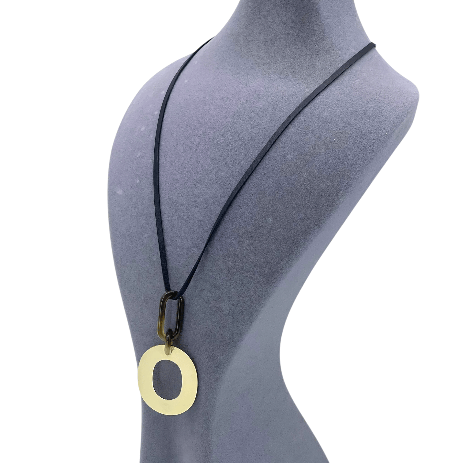Hermes Gold Metal Leather Long Necklace