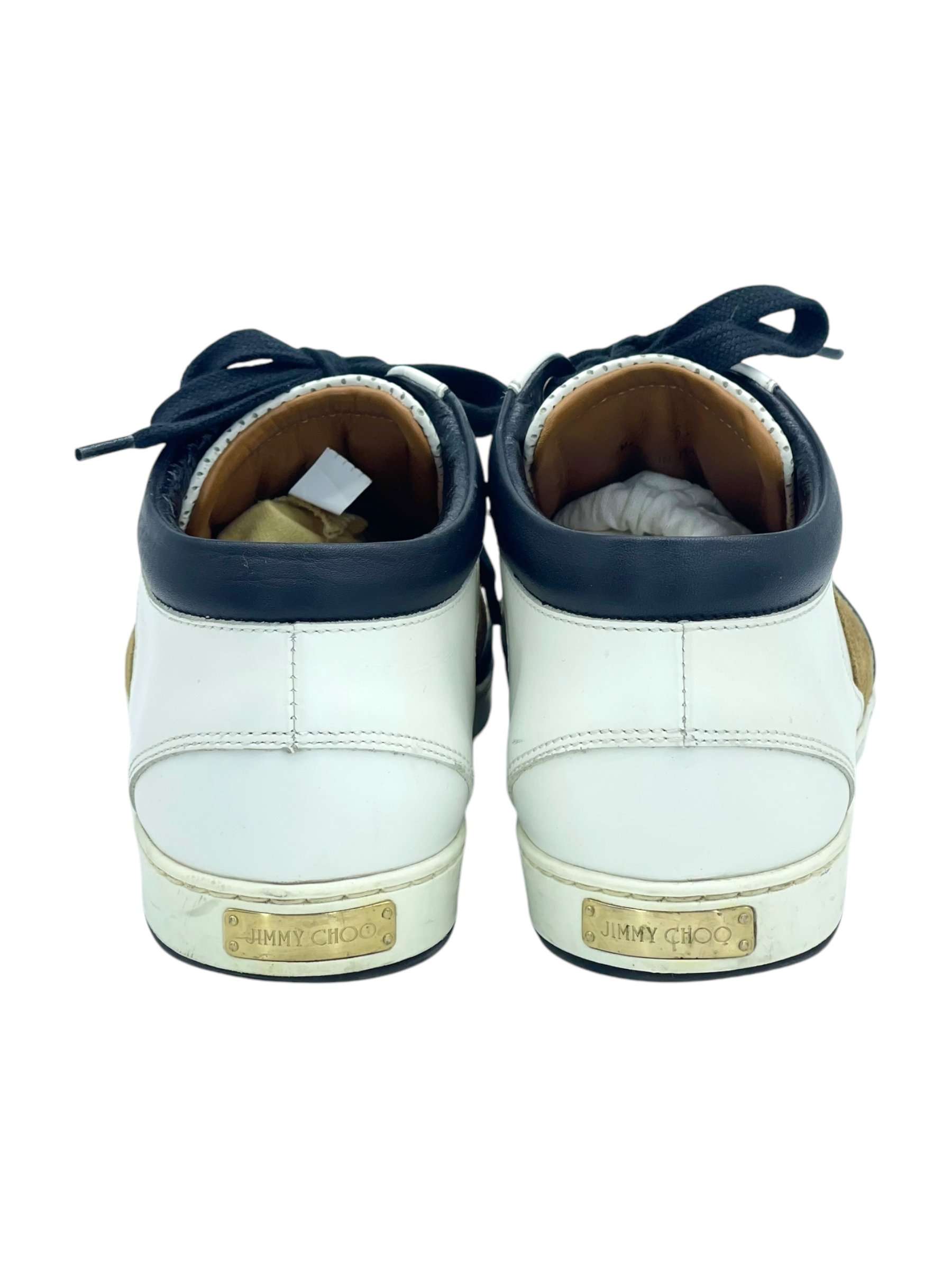Jimmy Choo White Brown Leather Sneakers 36.5