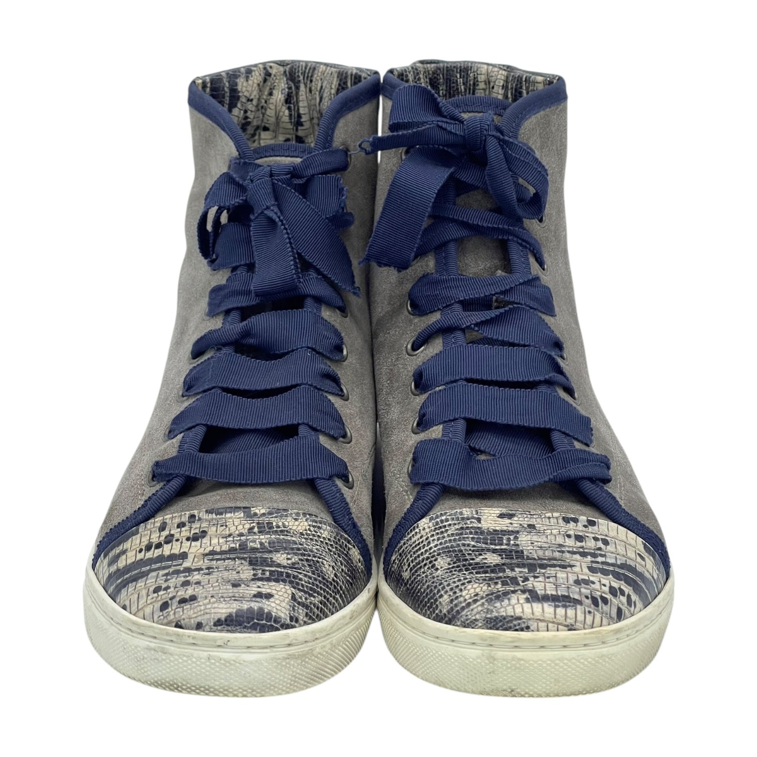 Lanvin Grey Python Printed Suede Sneakers 38