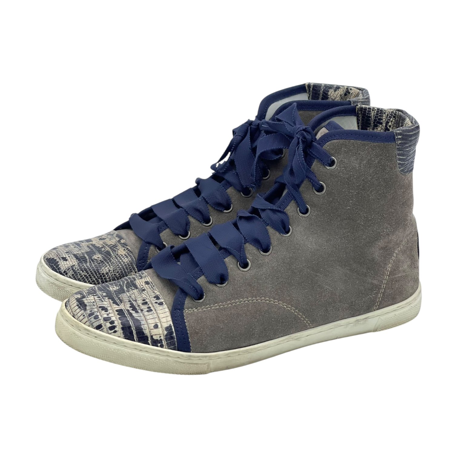 Lanvin Grey Python Printed Suede Sneakers 38