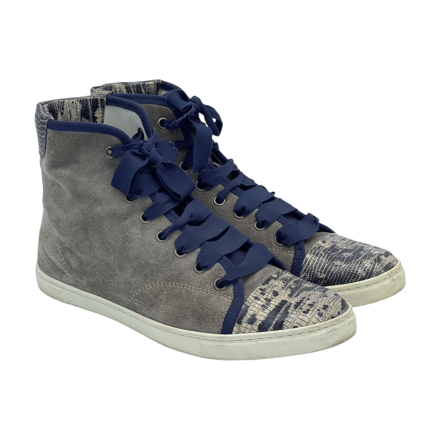 Lanvin Grey Python Printed Suede Sneakers 38
