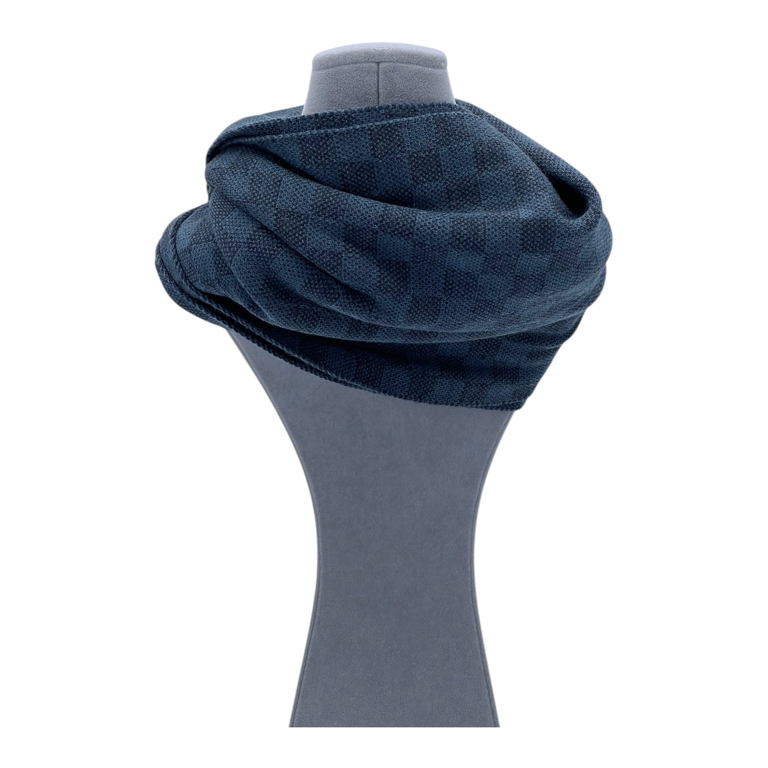 Louis Vuitton Damier Cobalt LV Logo Wool Scarf