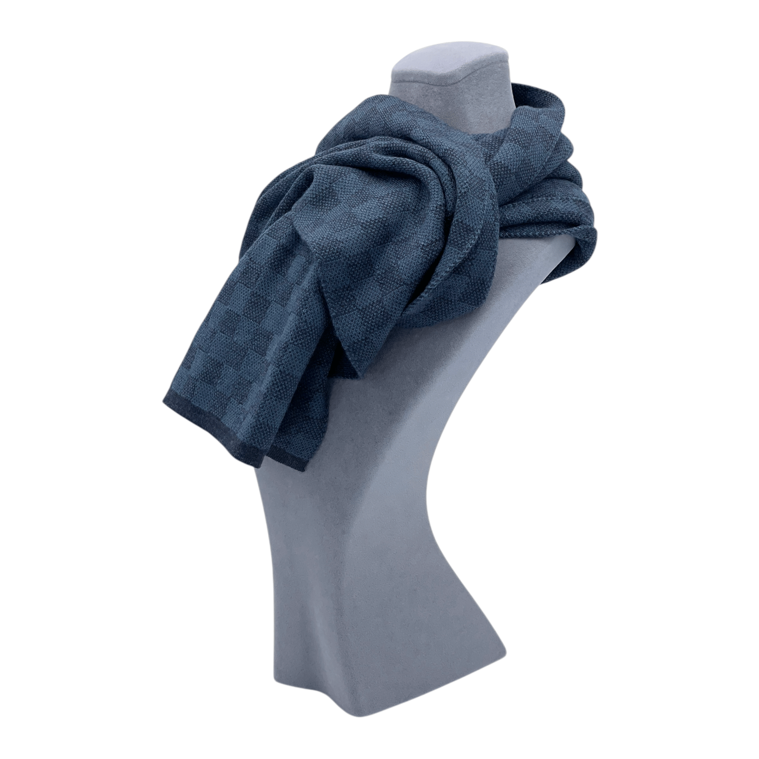 Louis Vuitton Damier Cobalt LV Logo Wool Scarf