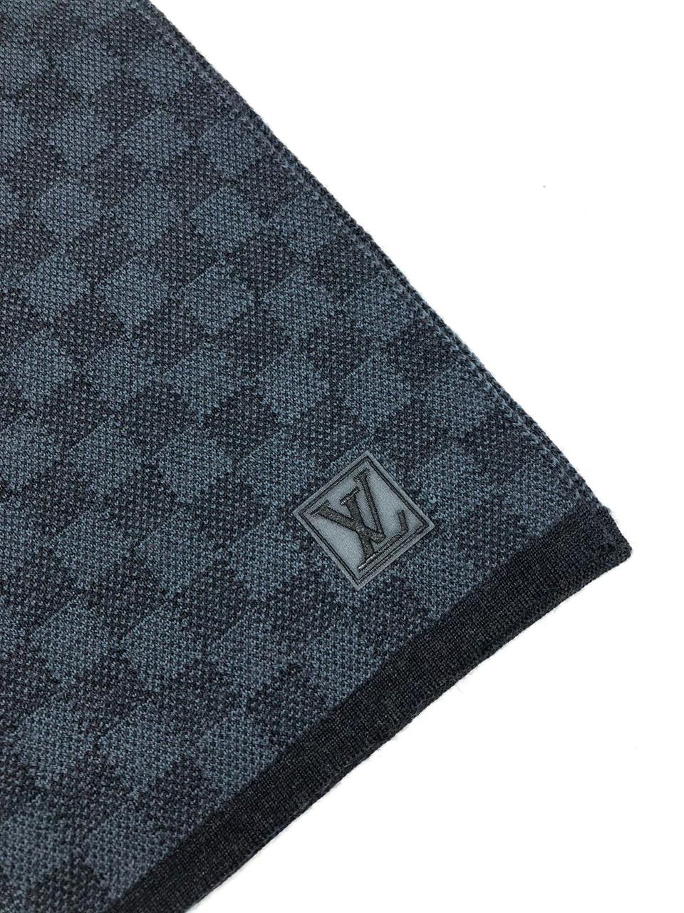 Louis Vuitton Damier Cobalt LV Logo Wool Scarf