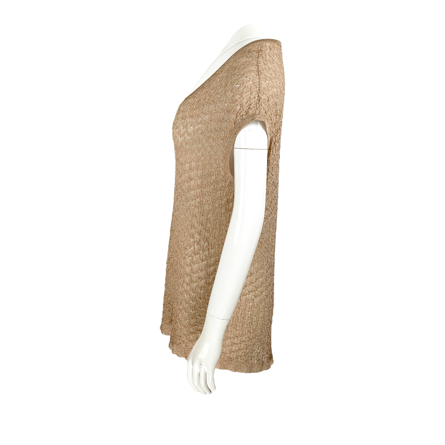 Missoni Beige Crochet V Neck Sleeveless Dress IT42