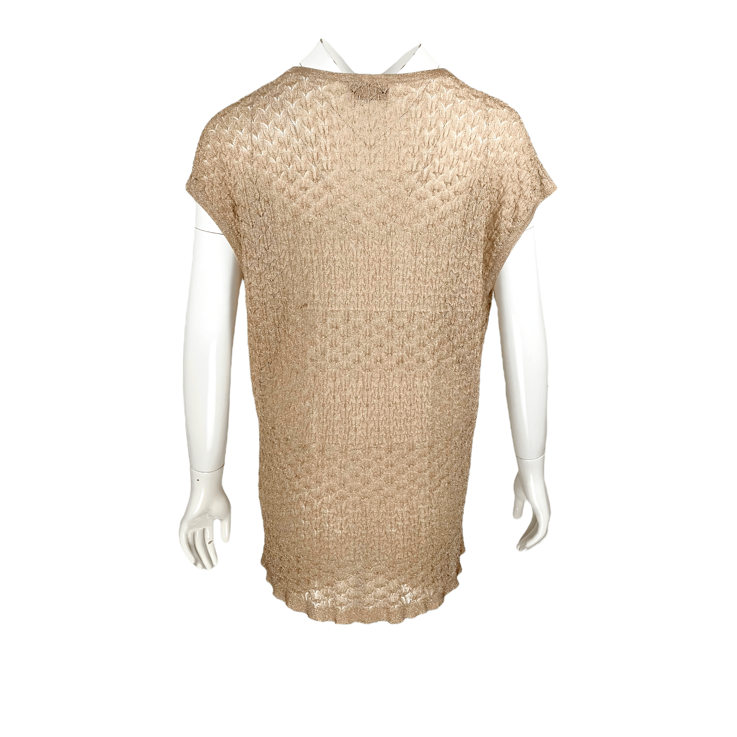 Missoni Beige Crochet V Neck Sleeveless Dress IT42