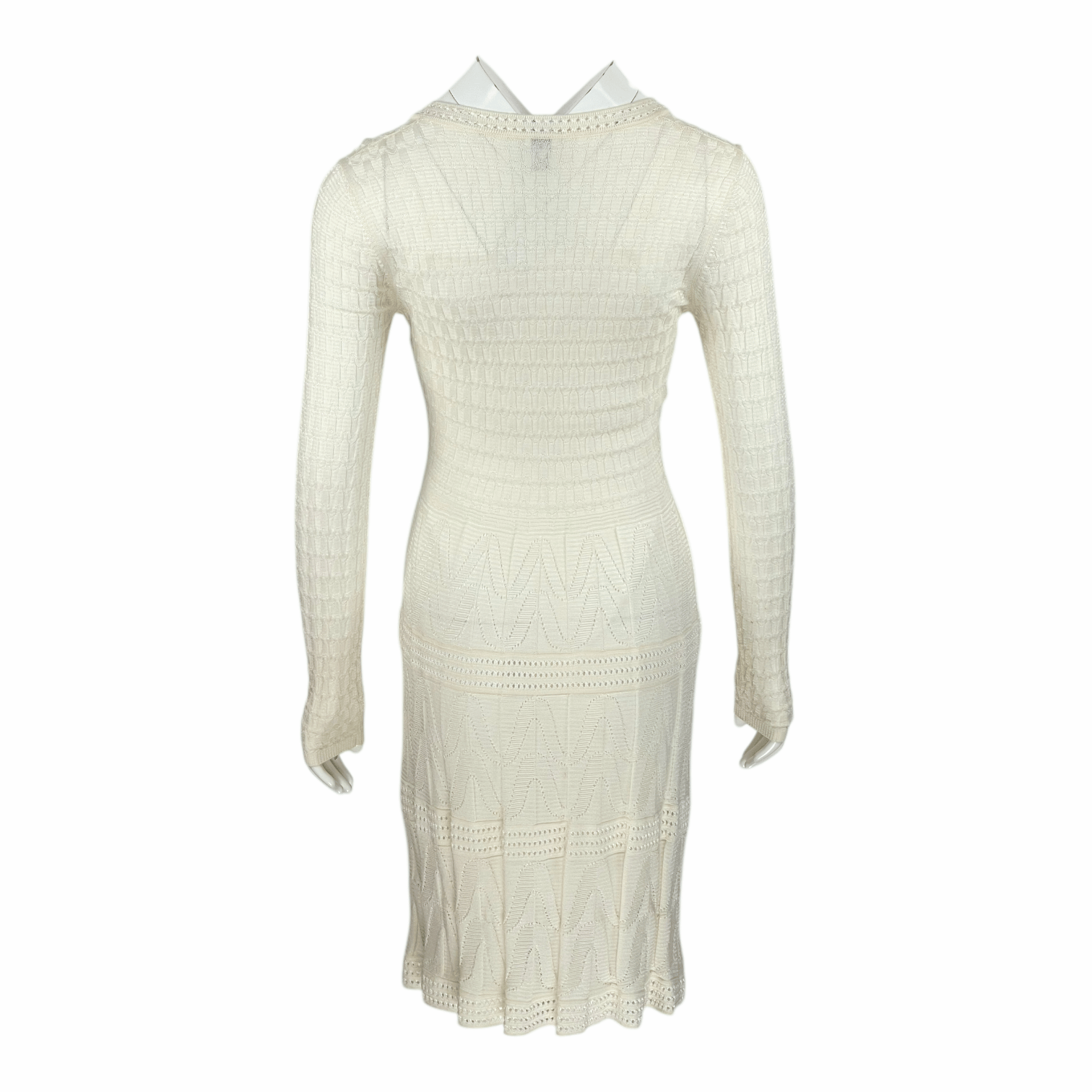 Missoni Cream Long Sleeve Knit Dress IT42
