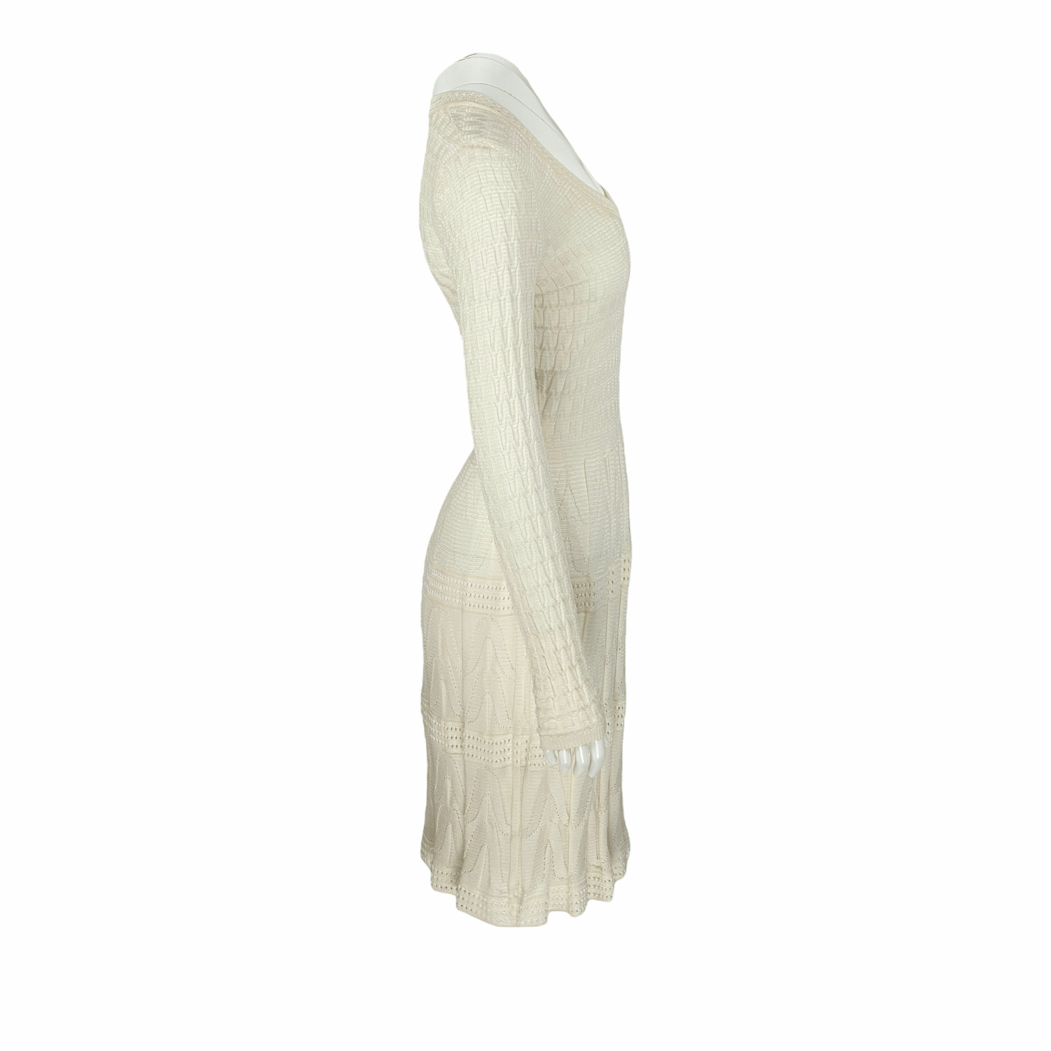 Missoni Cream Long Sleeve Knit Dress IT42