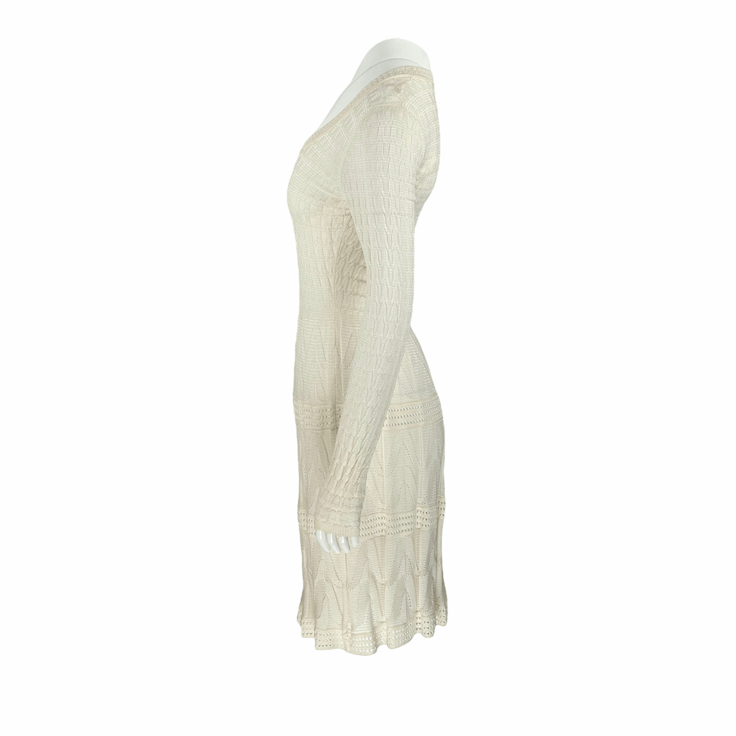 Missoni Cream Long Sleeve Knit Dress IT42